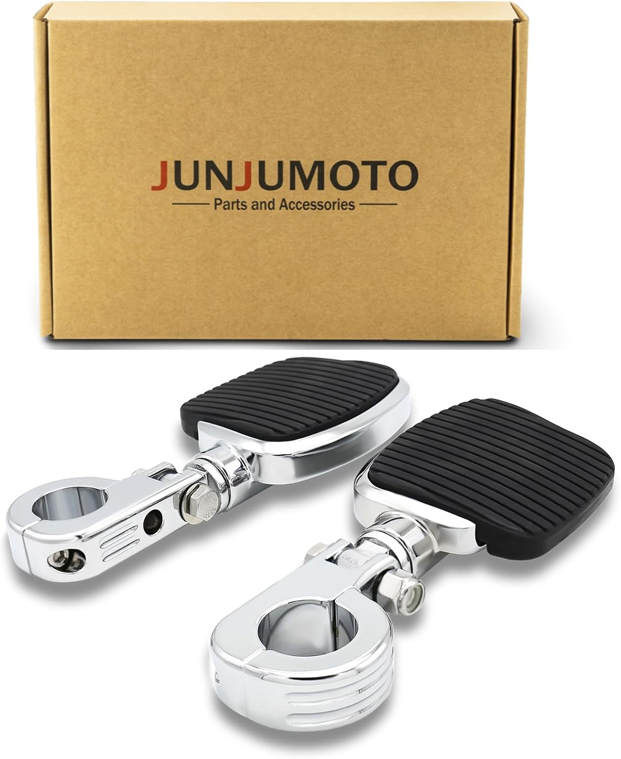 JUNJUMOTO Streamliner Highway Pegs Footpegs and CNC Mount Kit Fit for Harley Sportster Softail Dyna Road King Road Glide Street Glide with 1 1/4 Engine Guard (Black,Style A)