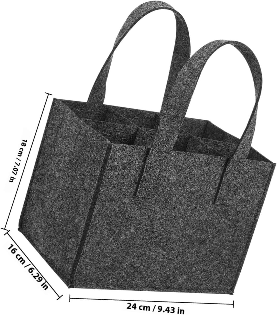 VALICLUD Reusable Felt Wine Bag Tote for 6 Bottles with Divider Medium Gray Felt Bottle Handbag Wine Carrier Tote Bag Set of 4 for Travel image number 3