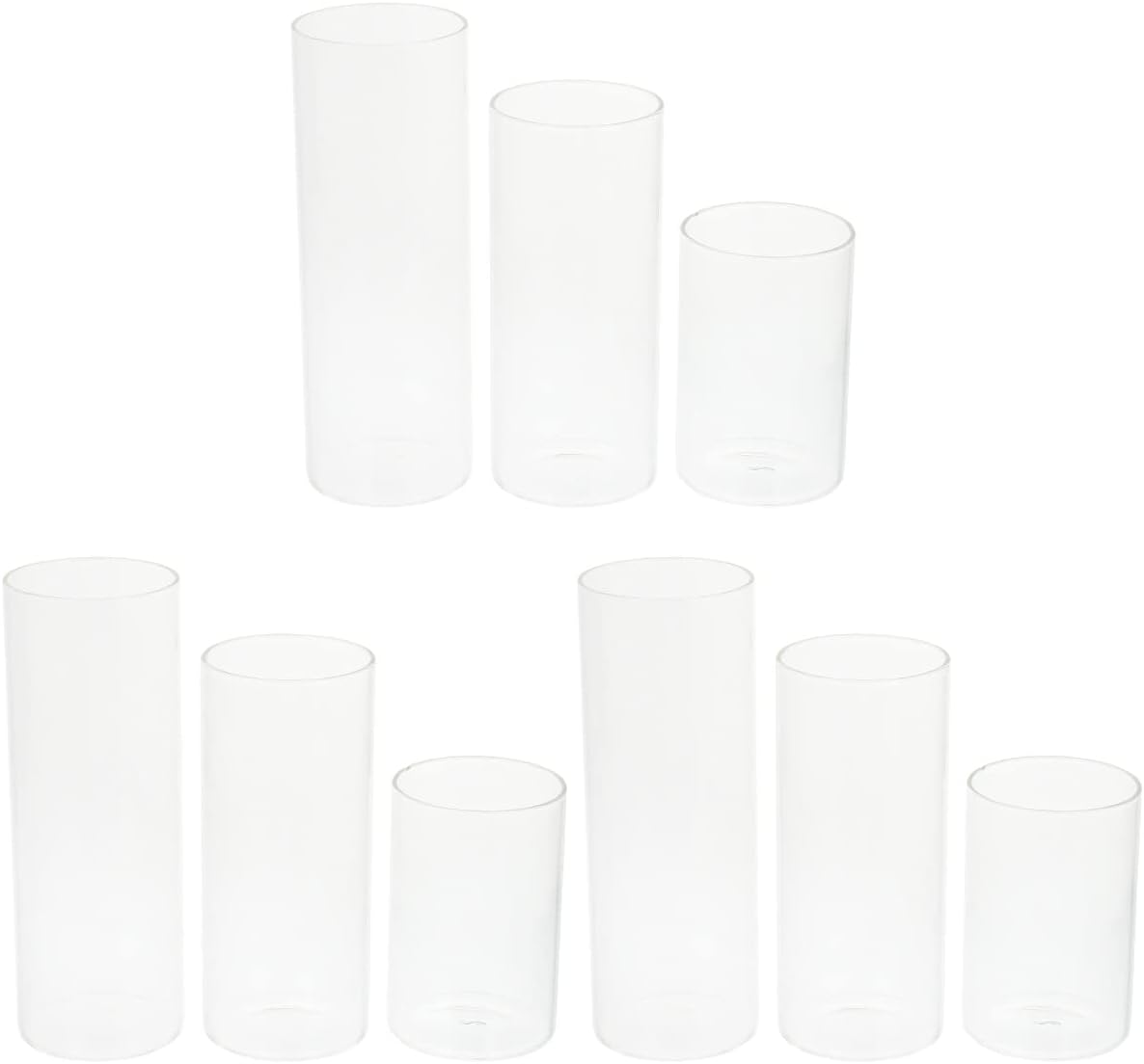 DOITOOL Glass Cylinder Vase Set of 9, Clear Glass Cylinder Vases for Centerpieces, Glass Hurricane Candle Holders for Pillar Candles, Floating Candle Vase for Wedding Decoration image number 2