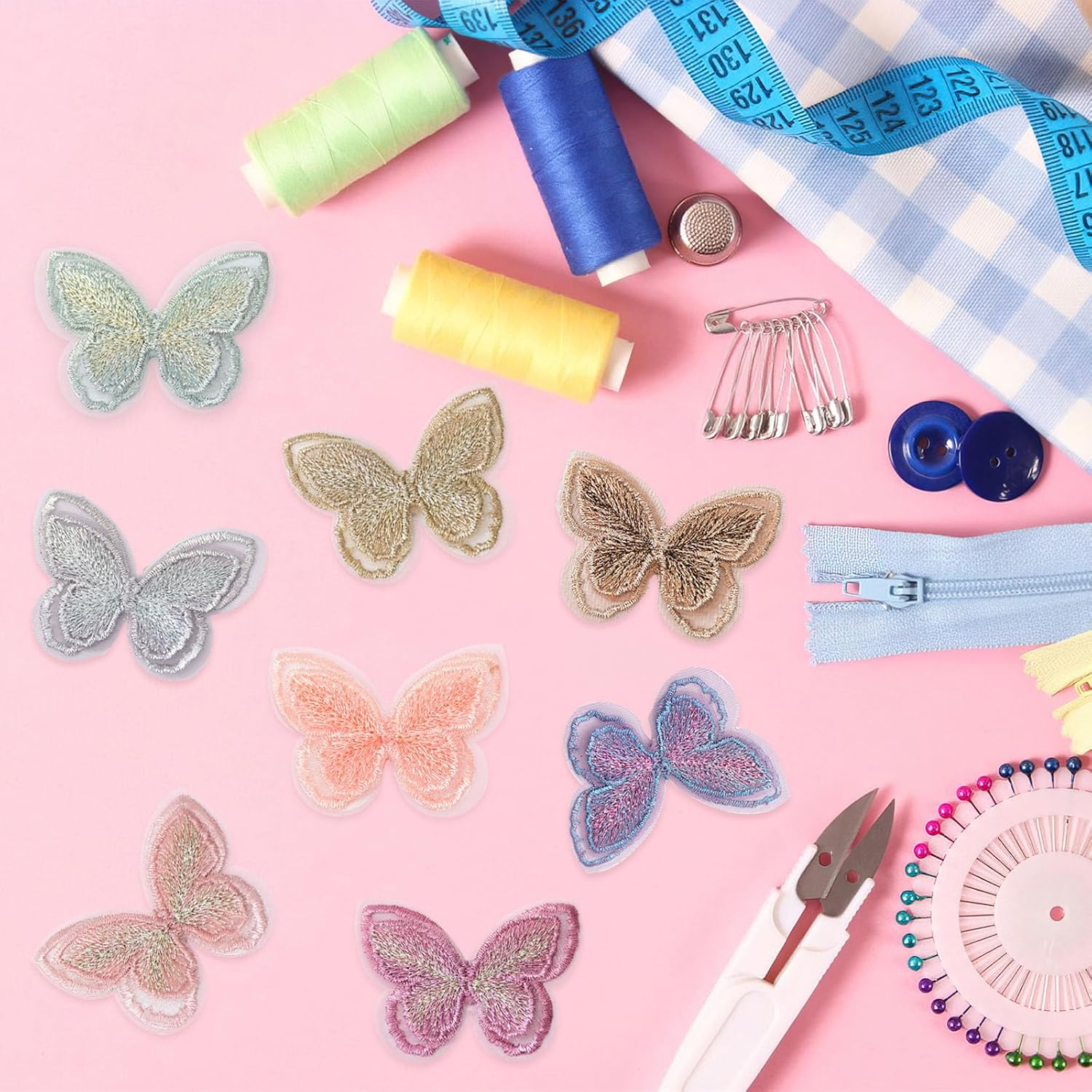 30 PCS Butterfly Patches Fabric Appliques for Clothes Butterflies Butterfly Lace Patches for Sewing Craft Wedding Dress Clothes Jeans Hat (Colorful)