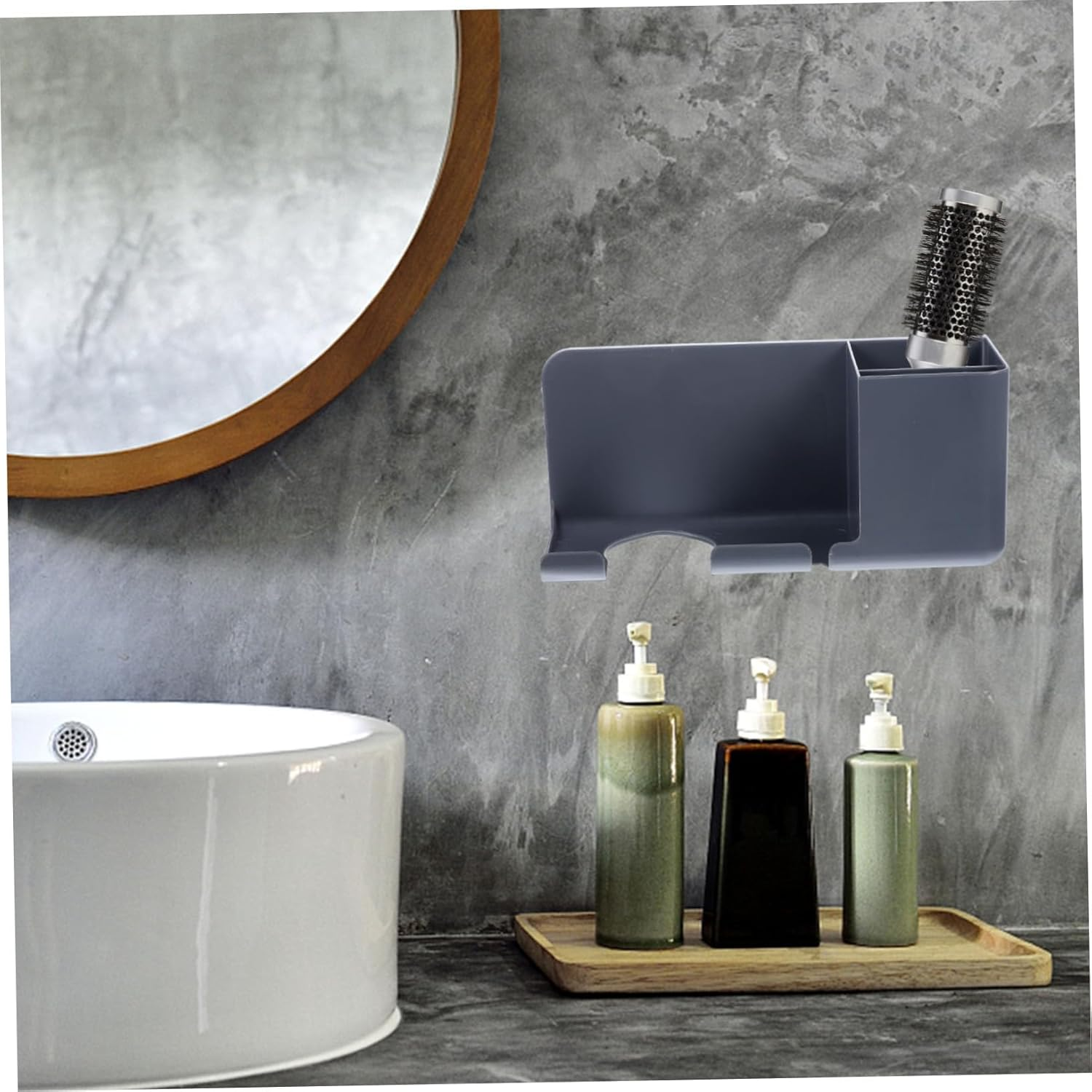 Outanaya Wall Mount Hair Dryer Holder Self-Adhesive Hair Tool Rack for Bathroom