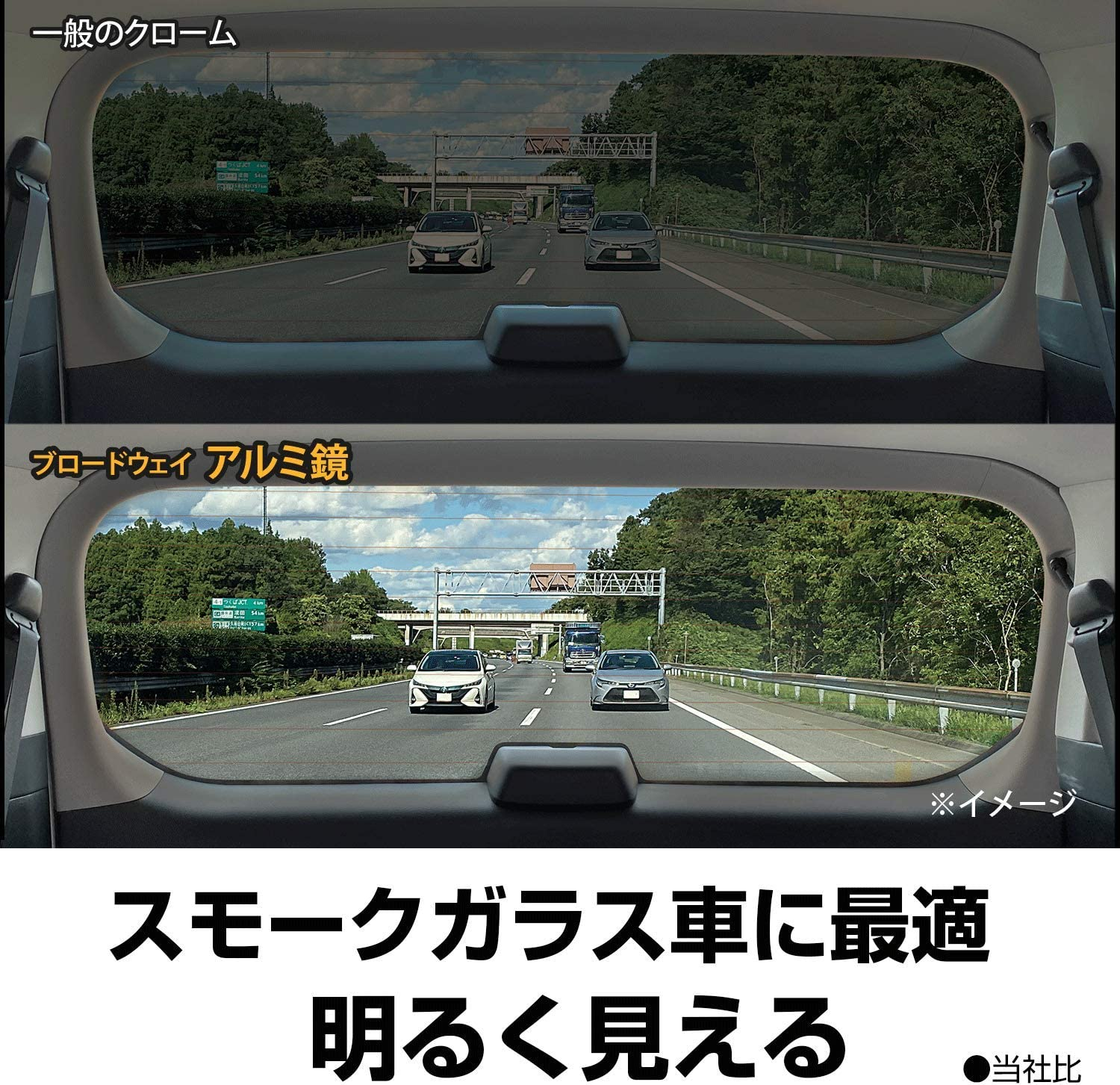 Napolex BW-864 Broadway Aluminum Plating Mirror, Car Rearview Mirror, Flat Mirror, Ultra High Reflectivity Aluminum Back Mirror, 10.6 X 3.0 Inches (270 X 75 Mm), for Sedan Coupe, Smoke Glass Car, Easy Installation in 2 Seconds image number 3