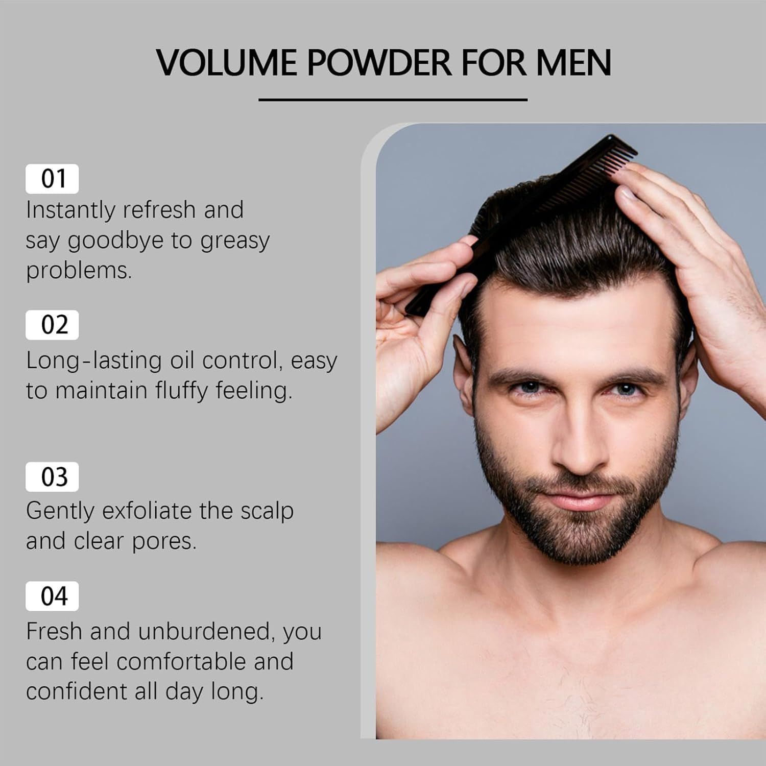 Texture Powder for Men, Long-Lasting Setting, Hair Styling Texturizing Powder, Mild Setting Powders, Gives Instant Texture and Volume, for Parties, Birthdays, Business Trips, Dates image number 6
