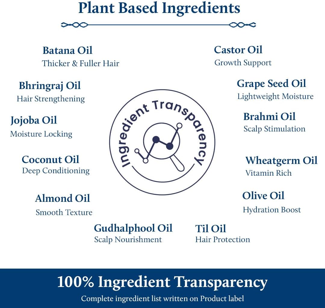 Blue Nectar Batana & Almond Hair Oil for Thicker & Fuller Hair (12 Herbs, 100Ml) image number 2