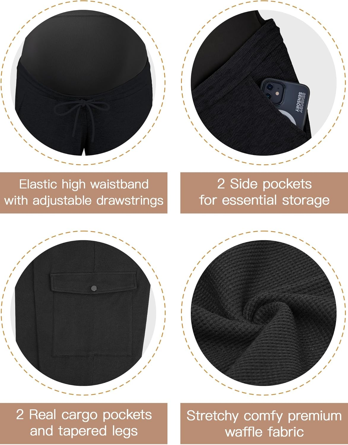 POSHGLAM Women'S Maternity Cargo Pants Joggers Casual Workout Comfy Stretch Sweatpants with Drawstrings with Drawstrings image number 1