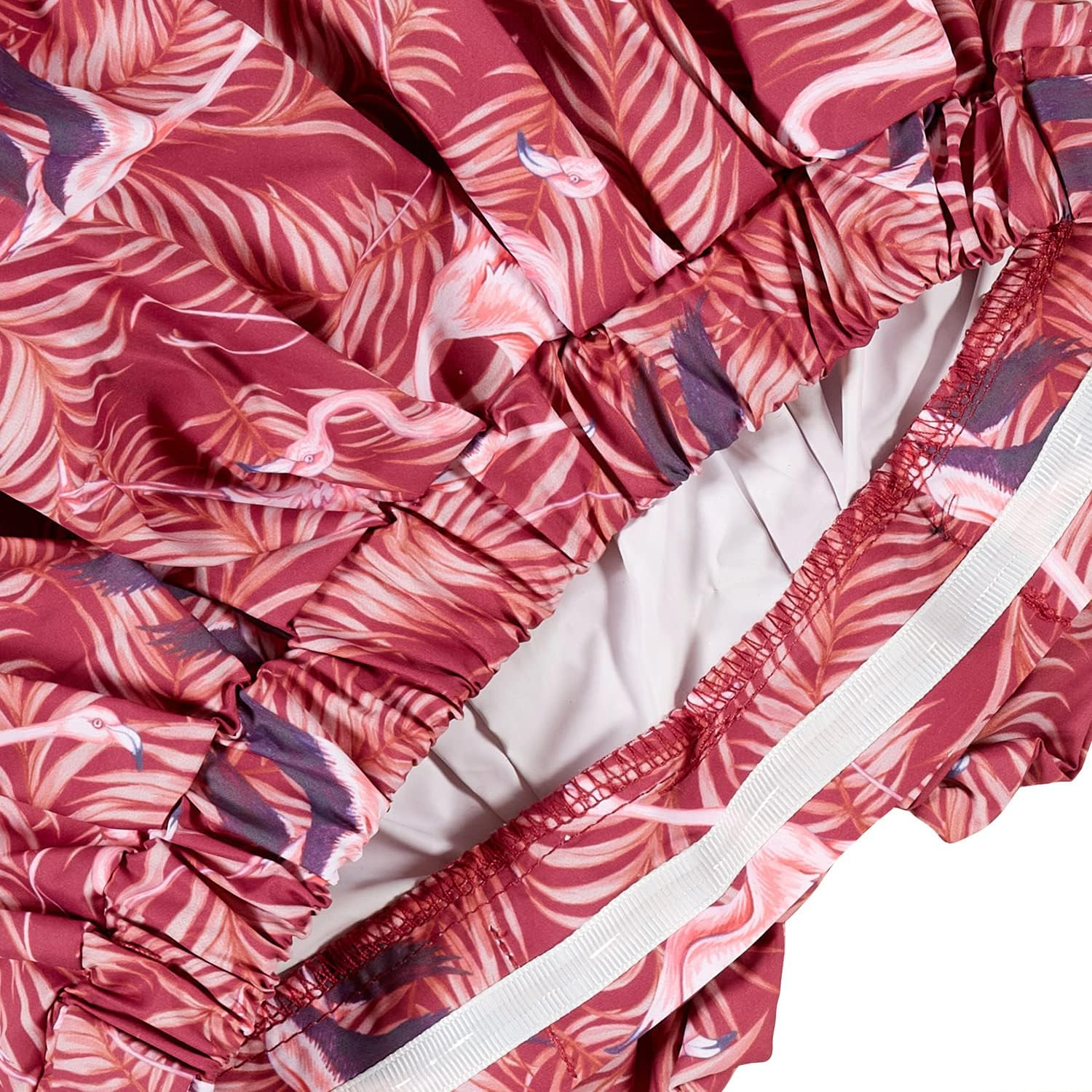 Bodylife Shower Cap Reusable Bath Cap Waterproof Mold Proof with Bow Flamingo Sunset image number 4