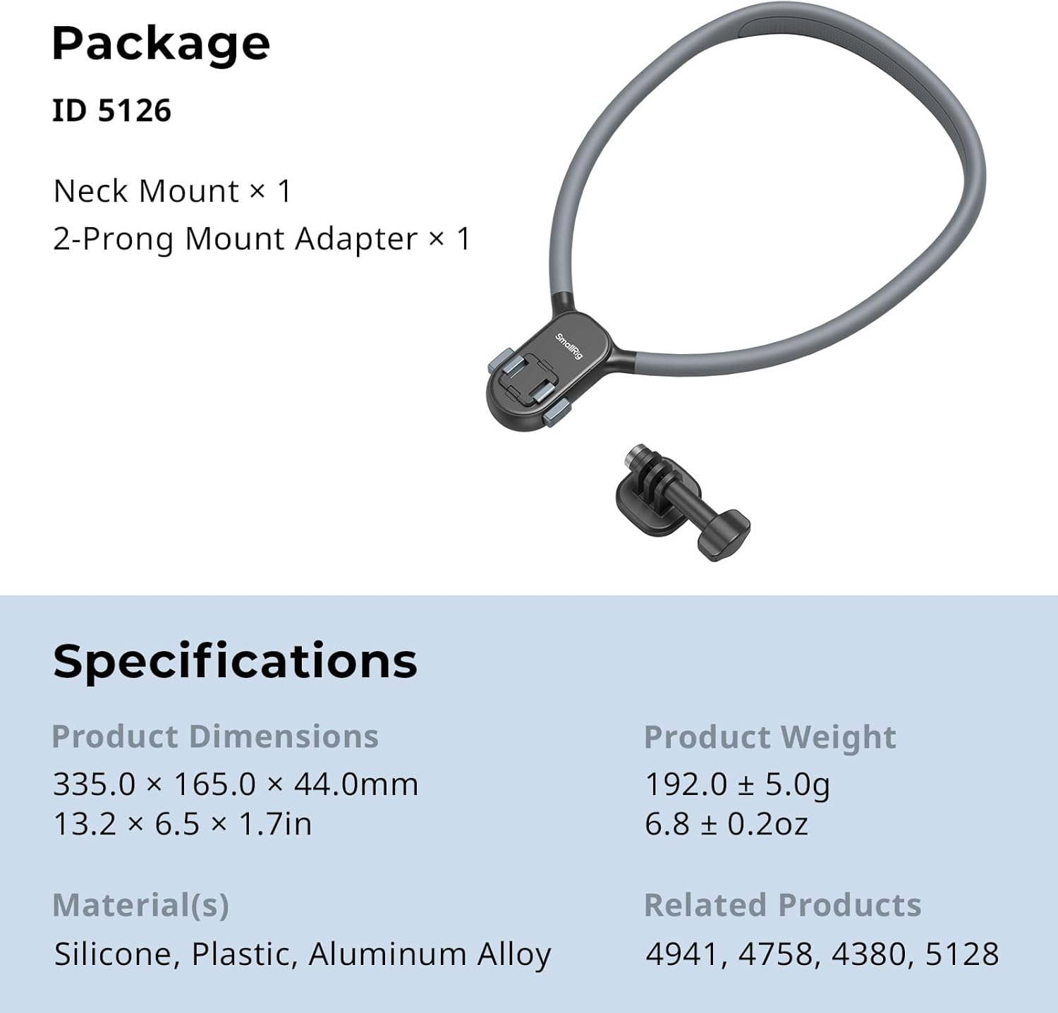 Smallrig Magnetic Neck Mount for Action Camera, Quick Release One-Click Button & Ergonomic Design, for Gopro Hero 12/11/10/9, for DJI Action 4/5, for Insta360 Ace Pro 2, 5126