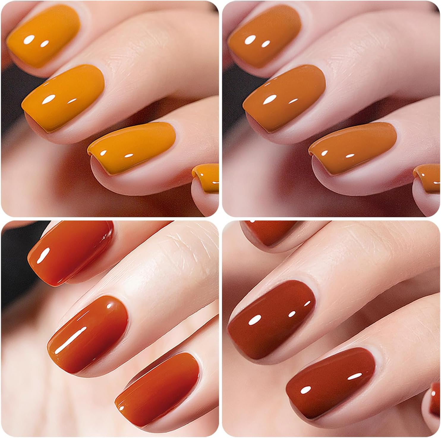 Vishine Gel Nail Polish Set - 4 Colors Pumpkin Spice Orange Carrot Halloween Collection Nail Art Nail Polish UV LED Gel Polish Varnish Long-Lasting Salon DIY Manicure 8Ml C042 image number 5