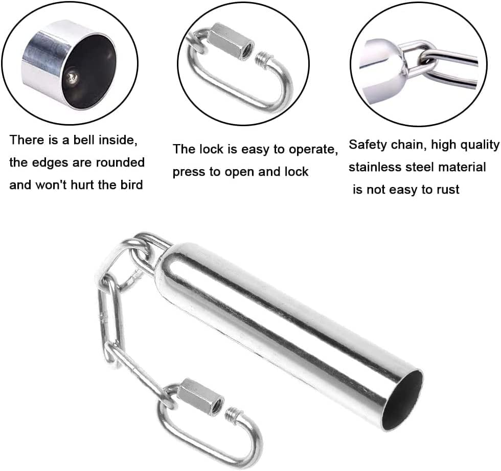 Norhogo 2 Pieces Bell for Parrots, Stainless Steel Bell Toy, Stainless Steel Bell Toy for Parrot, Macaw, African Grey, Cockatiel, Cockatiel, Cockatiel image number 6