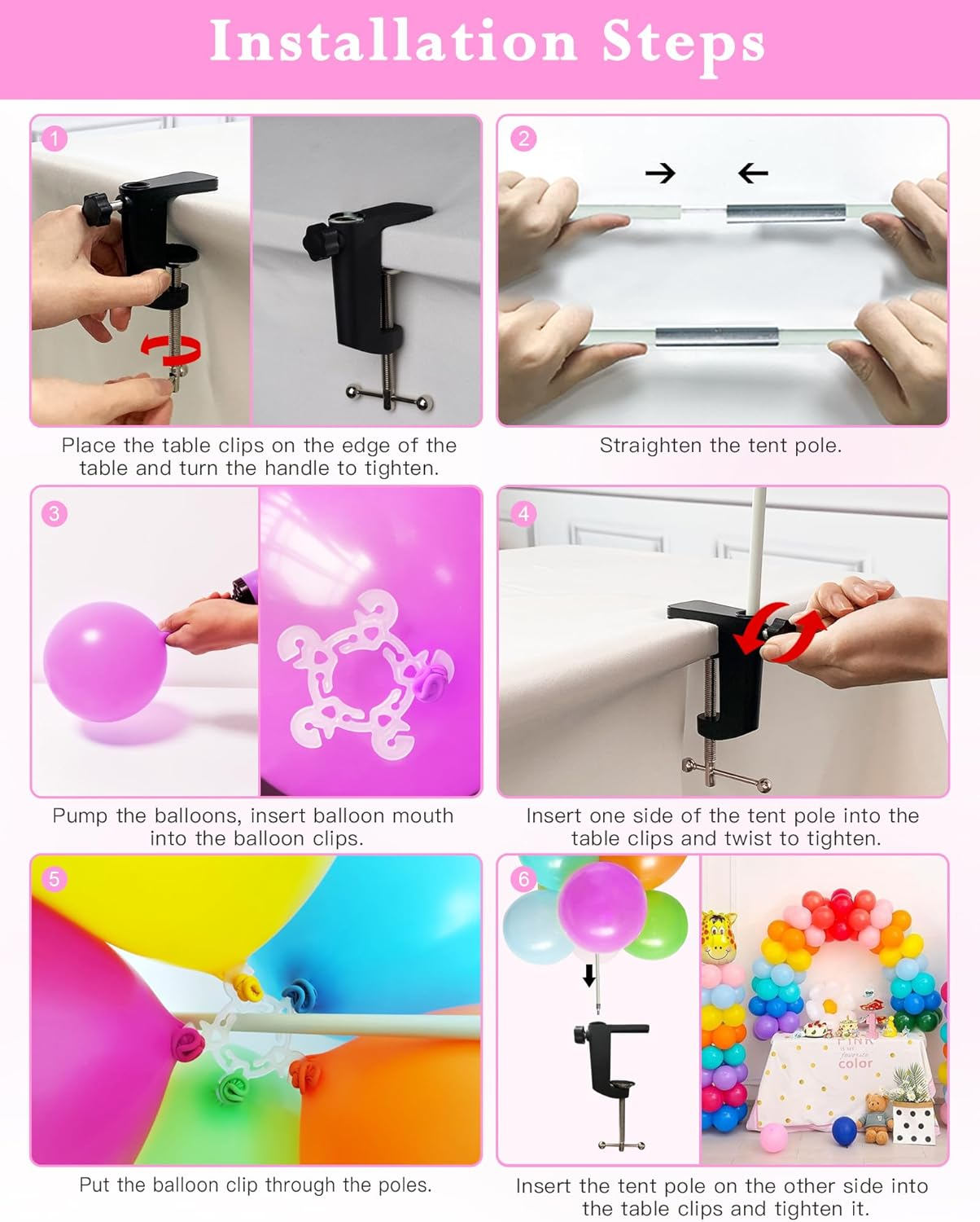 YALLOVE Table Balloon Arch Kit, 12FT Balloon Garland Stand for Party Decoration image number 1