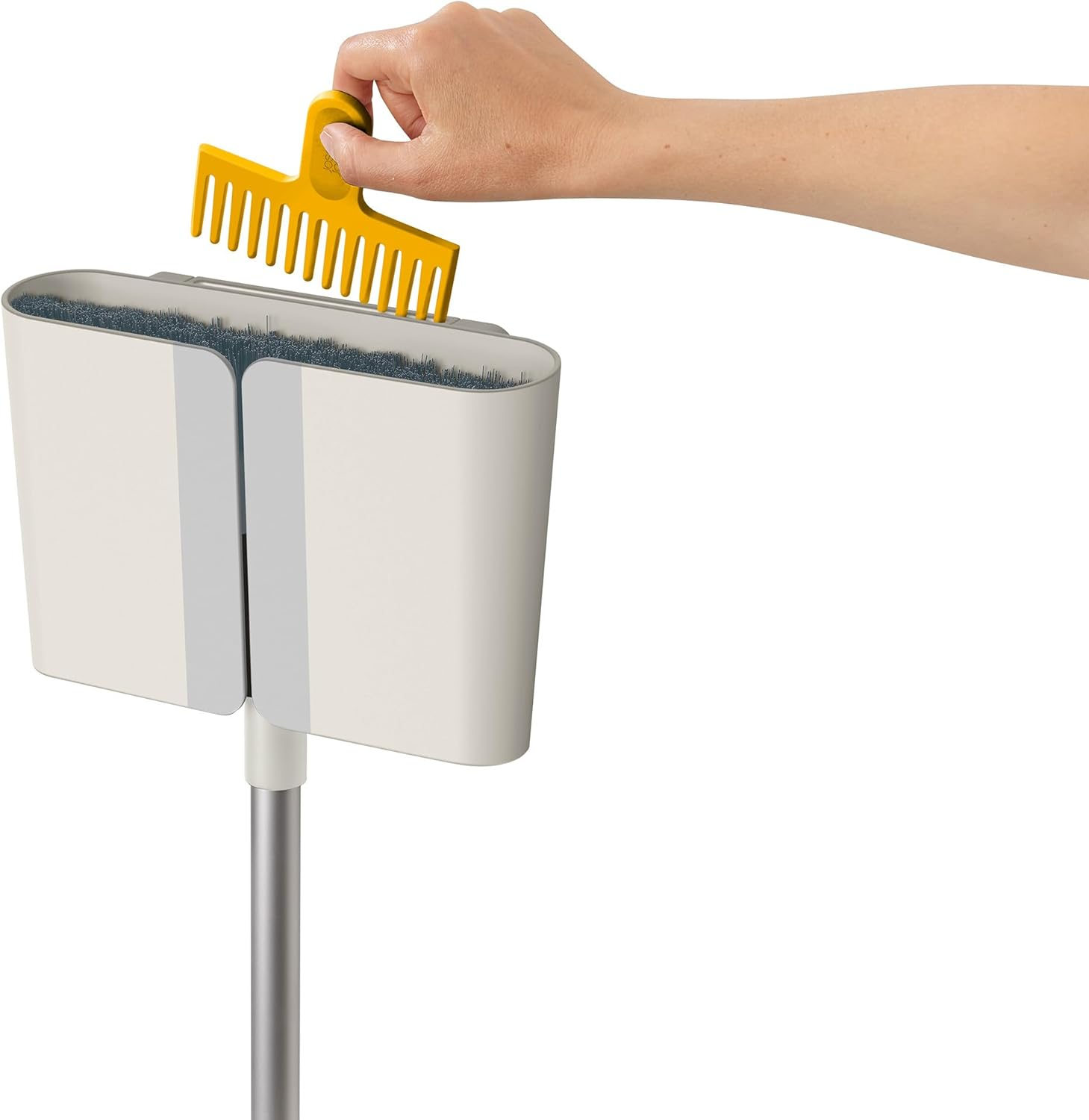 Joseph Joseph Cleantech Wall-Mounted Adjustable Long Handle Broom Sweeper with Dust-Shield Storage, Indoor Sweeping Floor Brush with Soft Bristles and Comb image number 6