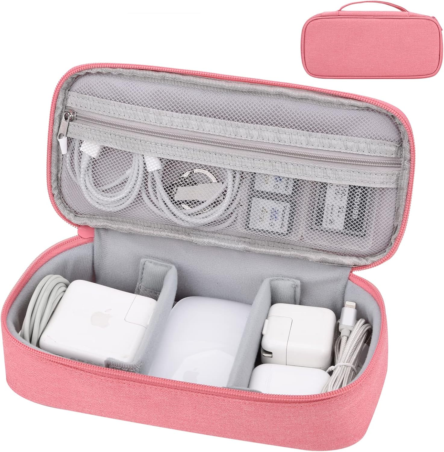 Cord Organizer Travel Case, Electronics Organizer Pouch Bag for Cable & Charger (Pink)