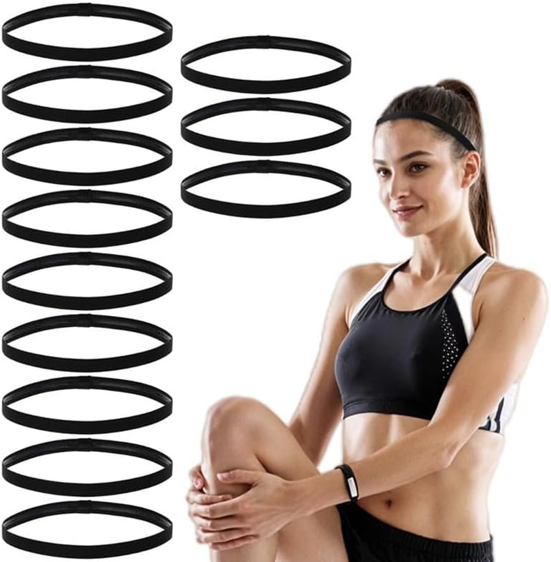 6 Pcs Football Sports Non-Slip Silicone Grip Thin Headband, Mini Sweat Headband,Elastic Sports Headbands,Thick Non-Slip Elastic Sport Headbands,Soccer Sport Athletic Hair Accessories image number 1