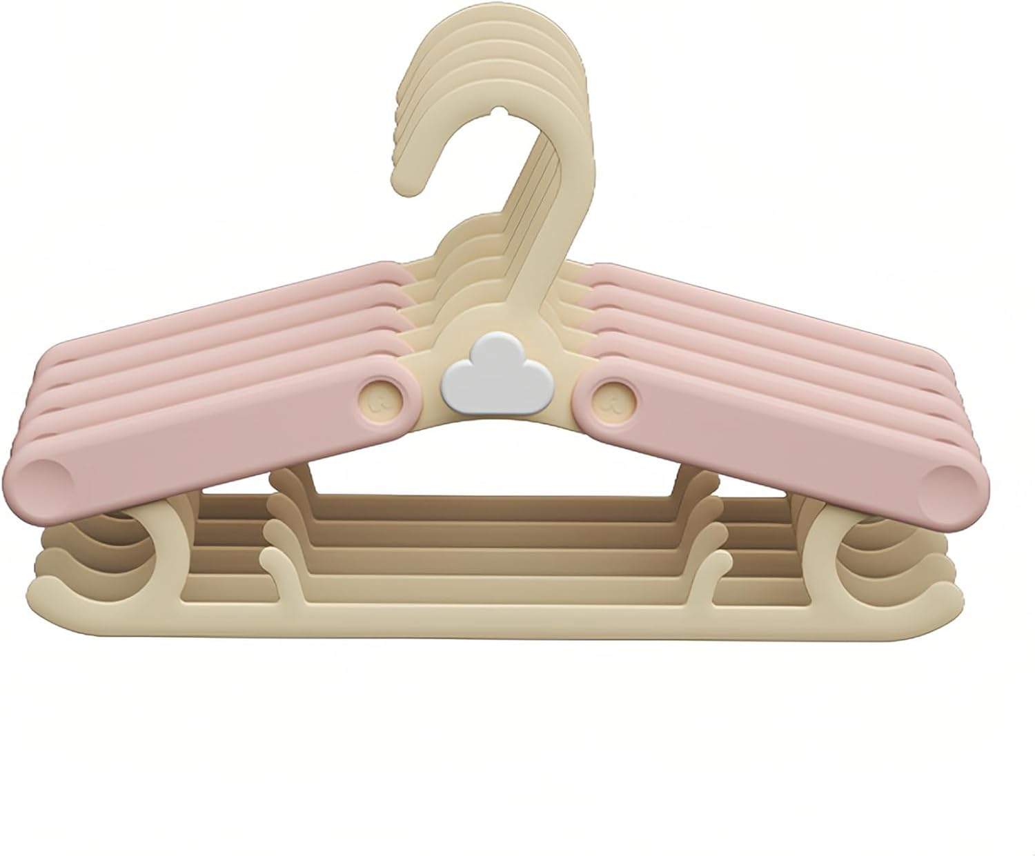 Kids Hangers, 5 Pcs Stackable Baby Hangers with 4 Length Settings, Durable PP Material, Perfect for Toddler & Children&rsquo;S Clothes, Infant Wardrobe Organization (Pink)