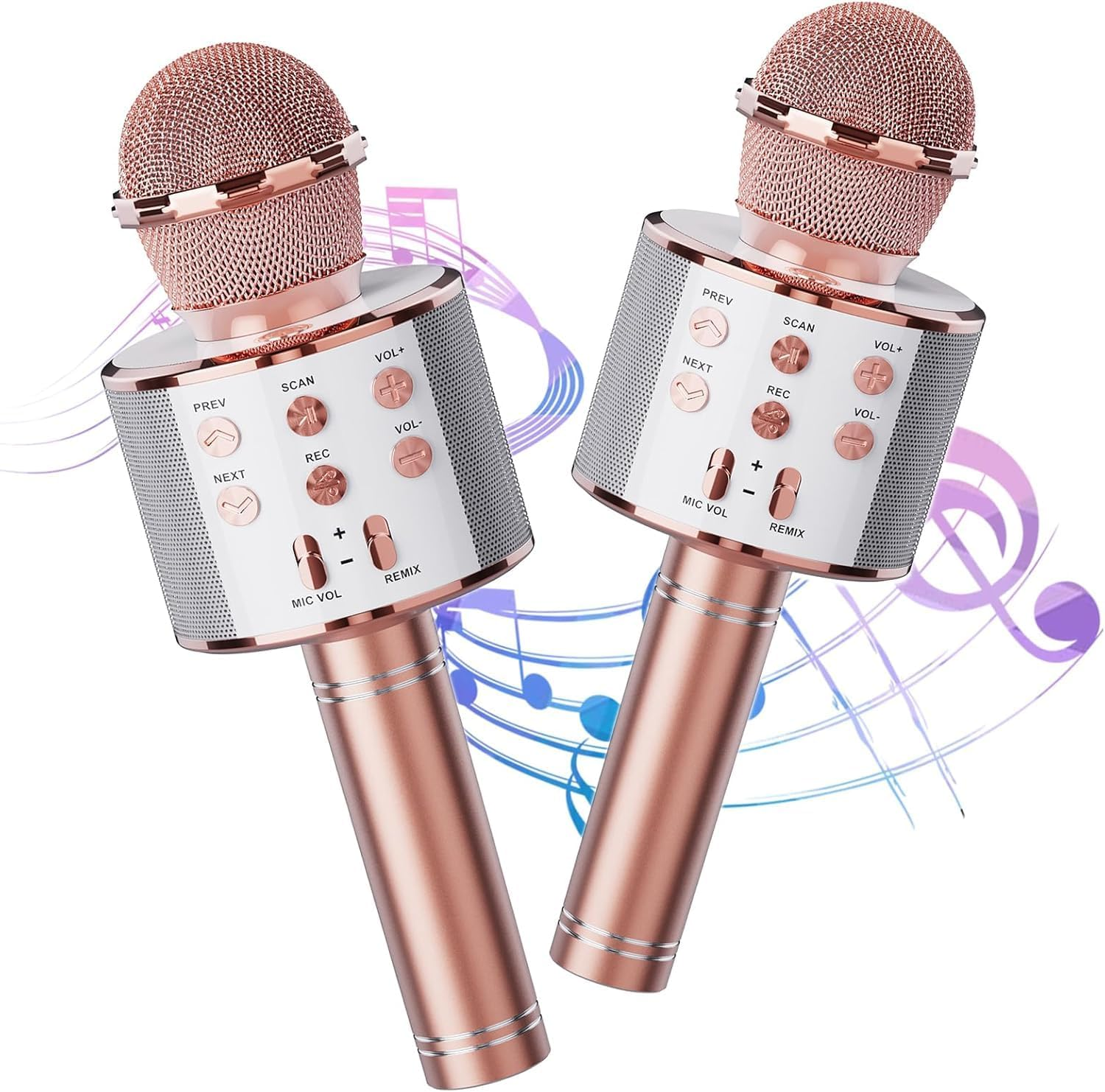 Kids Wireless Karaoke Microphone Machine,Bluetooth Microphone Toys for Girls, Birthday Gifts for Girls Boys 3 4 5 6 7 8 9 10 11 12 Year Old Kids Toys, Home KTV - Gold Color