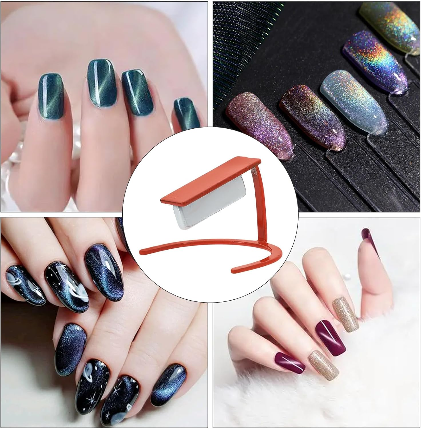 LIFKICH Cat Eye Nail Polish Magnet Tool Stand Red 3D Magnetic Cat Eye Gel Nail Magnet Holder for Manicure image number 1