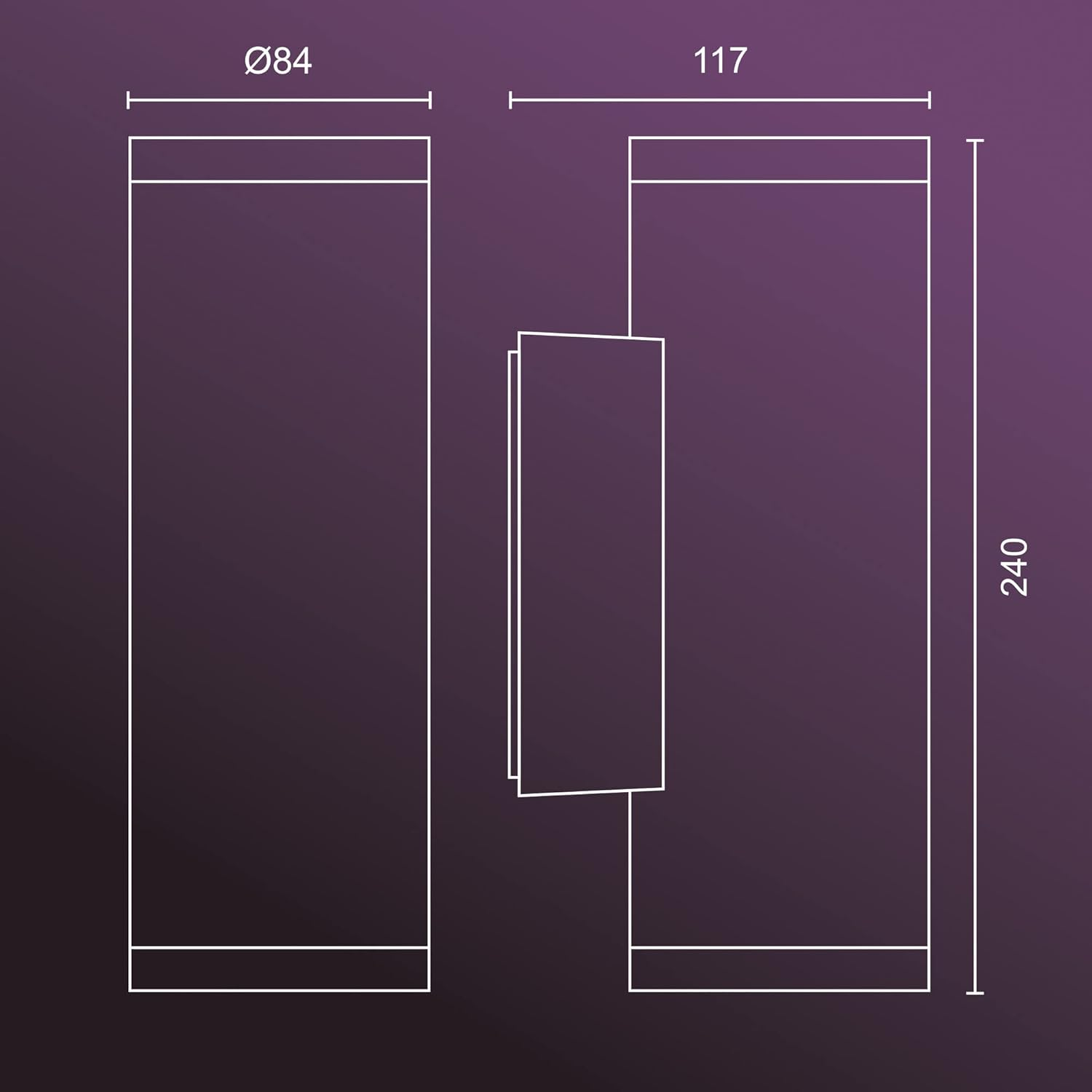 Philips Hue White & Colour Ambiance Appear Outdoor Wall Light, Silver, 1200 Lm, up to 16 Million Colours, Controllable via App, Compatible with Amazon Alexa (Echo, Echo Dot)