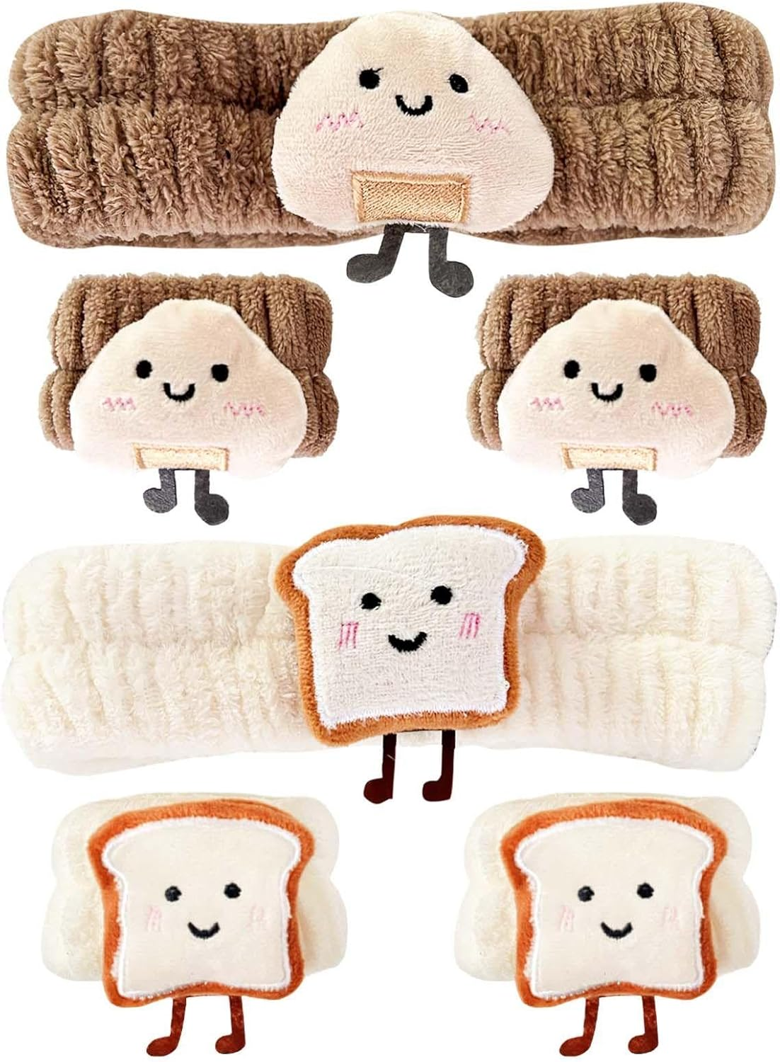 2-Piece Headband and 4-Piece Bracelet, Cute Cartoon Headband, Water-Absorbing Bracelet, Suitable for Face Wash, Skin Care and Make-Up. image number 2