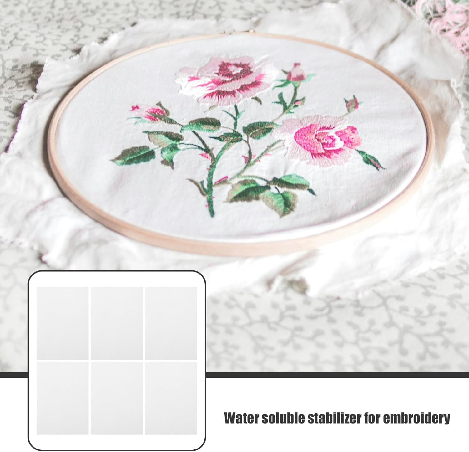 COHEALI Water Soluble Embroidery Stabilizer: 6Pcs Stick and Stitch Embroidery Paper A5 Printable Wash Away Paper Stabilizer for Print or Draw Patterns Hand Machine Embroidery image number 6