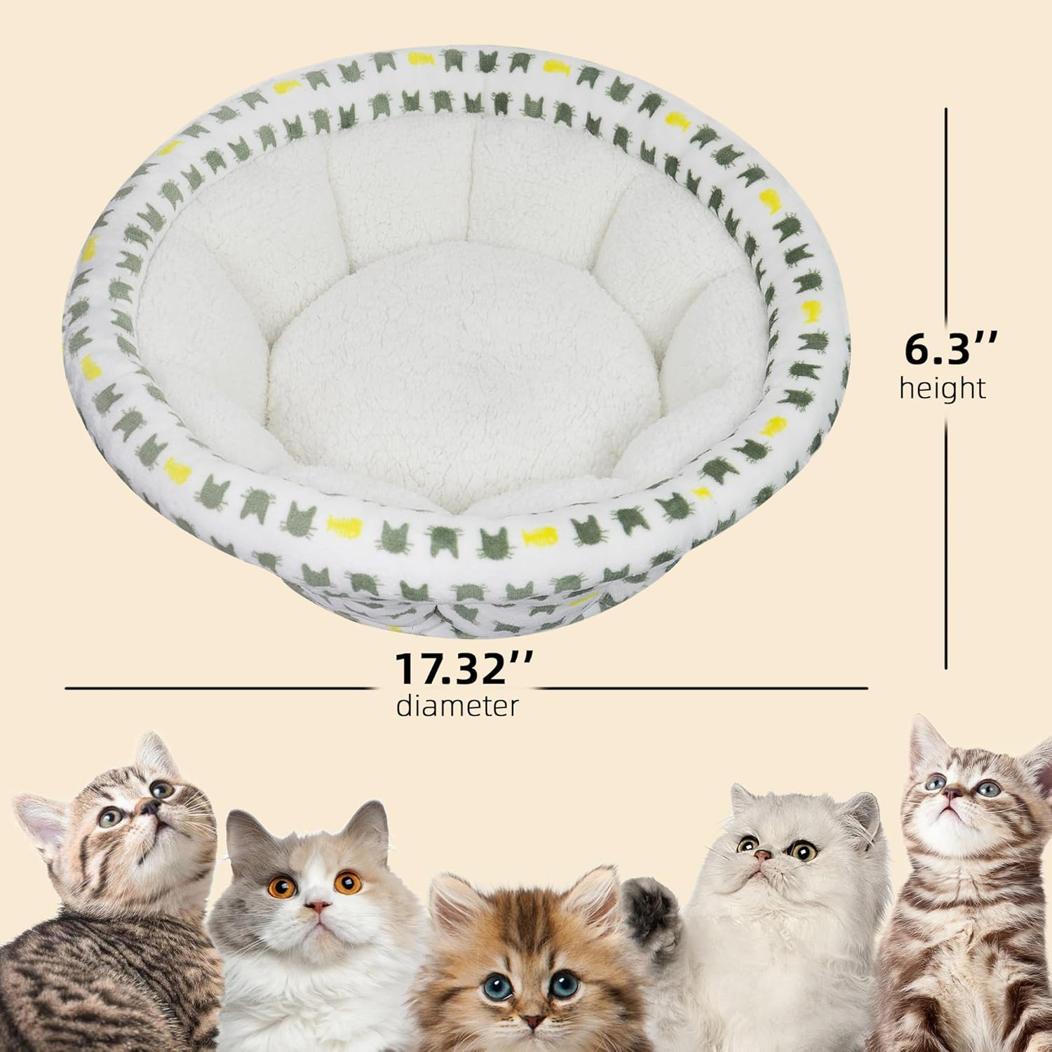 ROYPET Dont Cuddler Pet Nest, Small Dog Bed & Cat Bed, Anti-Anxiety Puppy Cuddler Bed, Cozy round Fluffy Plush Pet Bed, Comfortable and Safe Residence, for Small Cats & Dogs ﻿ (Beige, S) image number 5