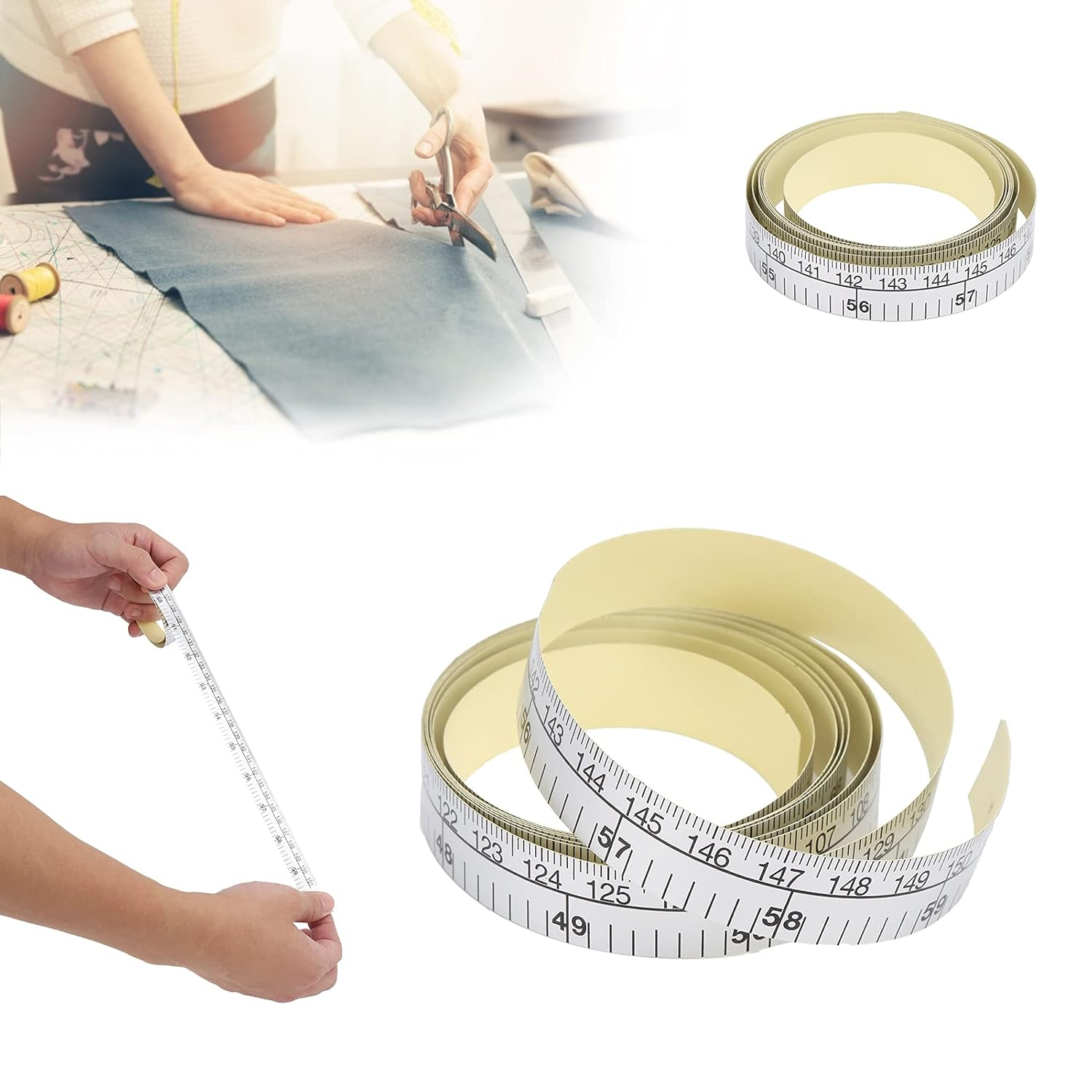 Adhesive Measuring Tape for Sewing Table Double Scale Measure Ruler Clothes Car Countertop Sticker Ruler Measuring Height Ruler