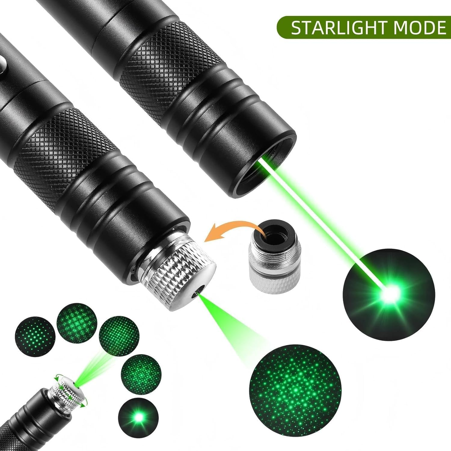 Professional Rechargeable Flashlight Long Distance Range Light for TV/LED/LCD Screens, Tactical Flashlights for Outdoors Astronomic Constructions Indoor Presentation Office（Green） image number 2