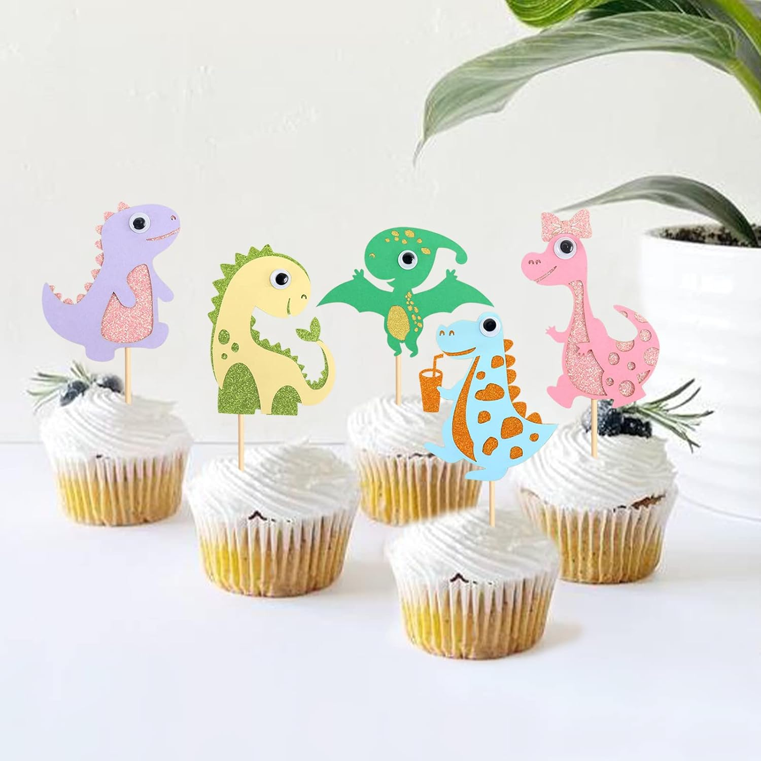 25 Pack Dinosaur Cupcake Toppers Baby Shower Dinosaur Cupcake Picks Cute Dinosaur Theme Baby Boy Girl Dinosaur Birthday Party Cake Decorations Supplies image number 5