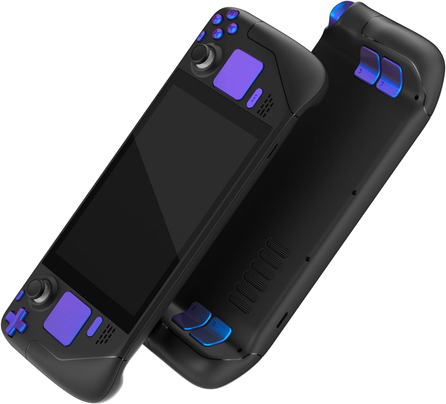 Extremerate Chameleon Purple Blue Replacement Full Set Buttons for Steam Deck, DIY Custom ABXY D-Pad Trackpad Bumpers Triggers Buttons Sets for Steam Deck LCD Handheld Console - Console NOT Included