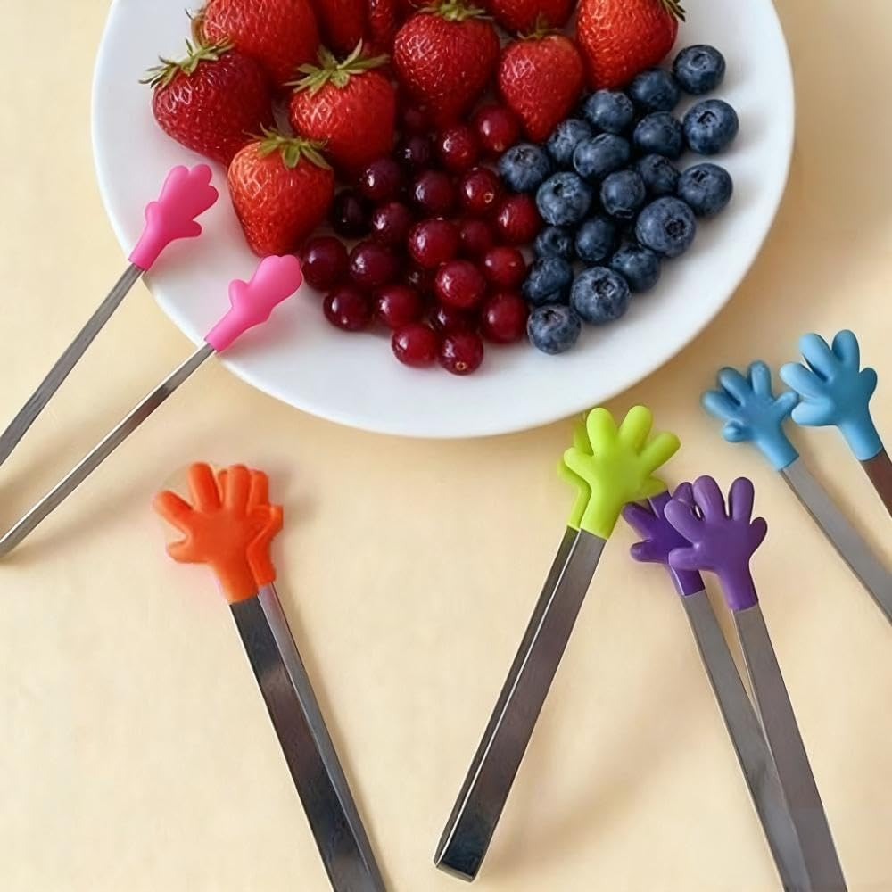8 Pecies Small Tongs - Mini Tongs for Snack, Chip, Pickle, Fruit (5.1Inch) image number 1