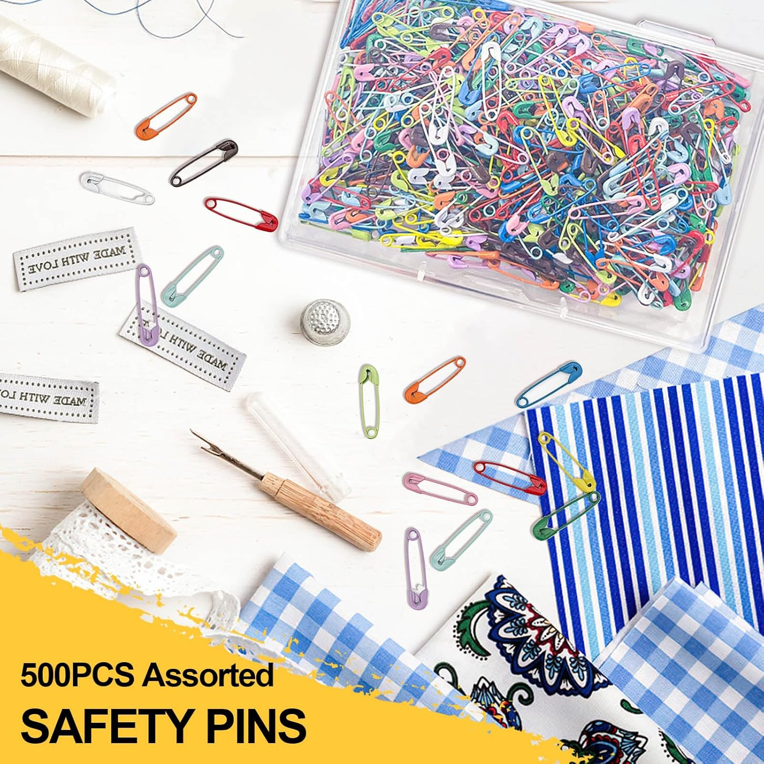 Koceci 500 PCS Small Safety Pins, Colorful Safety Pins with Storage Box Metal Knitting Stitch Markers, Tiny Safety Pins for Clothes, Name Tags, Crafting (500) image number 4
