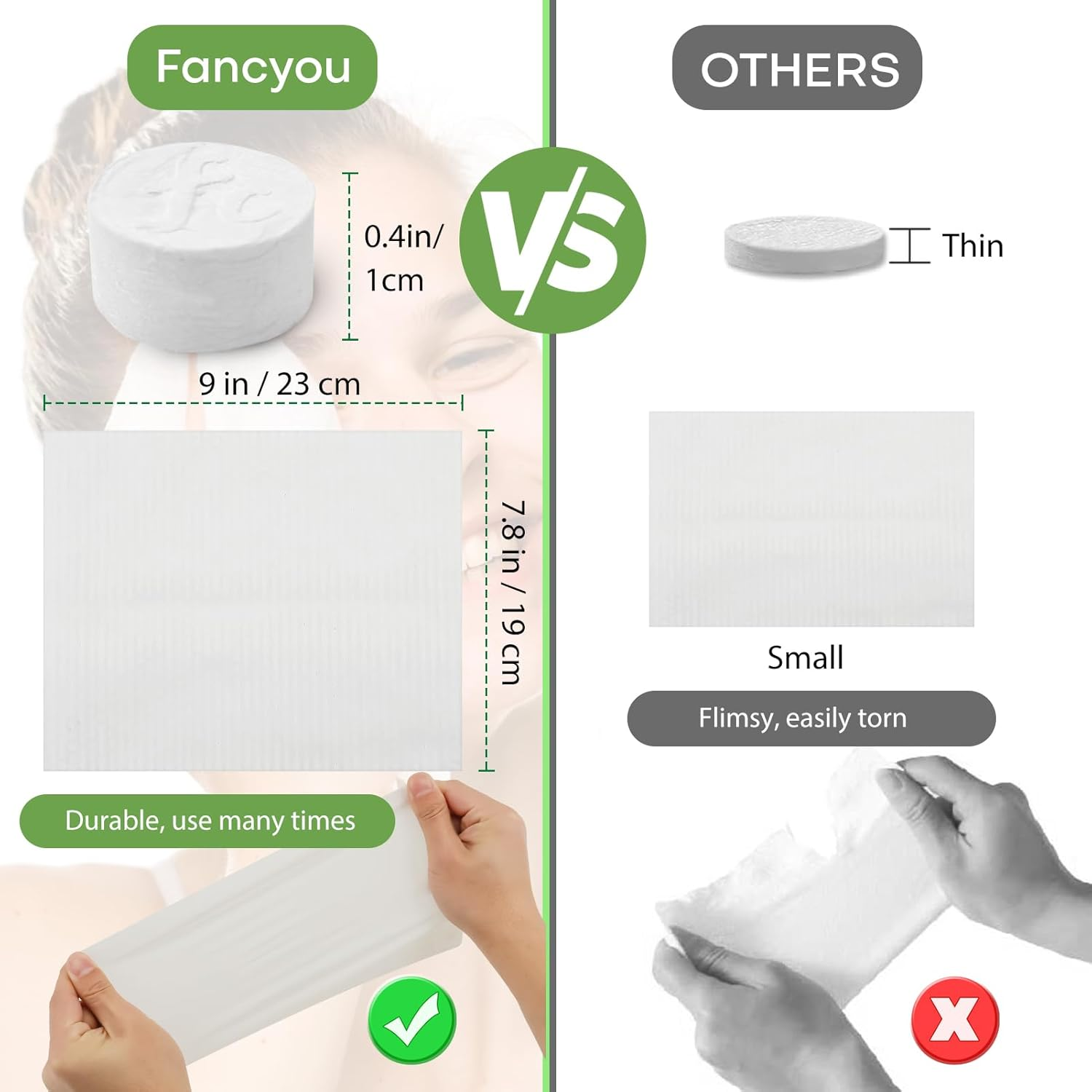 Compressed Towel Tablets for Travel 100 Pcs, Thicken 100% Cotton Disposable Face Towel Individually Wrapped, Compact Portable Mini Reusable Clean Washcloths for Camping Gym Home Beauty(Green) image number 4