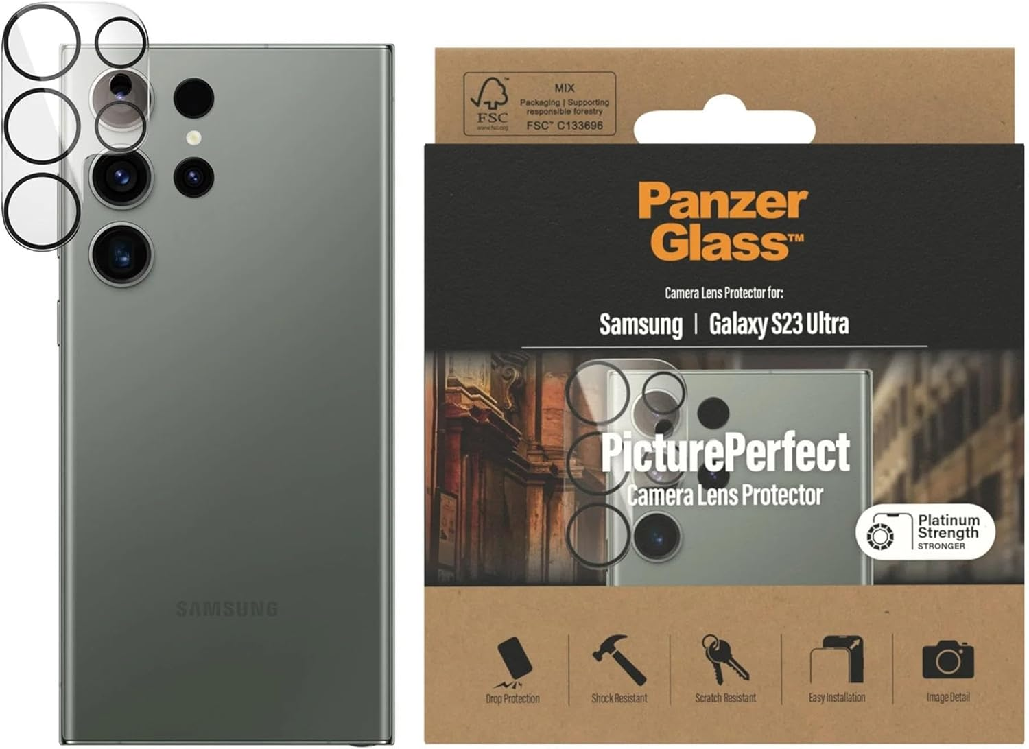 Panzer Glass 0441 Pictureperfect Camera Lens Protector for Samsung Galaxy S23 Ultra 5G, 6.8-Inch Size image number 1