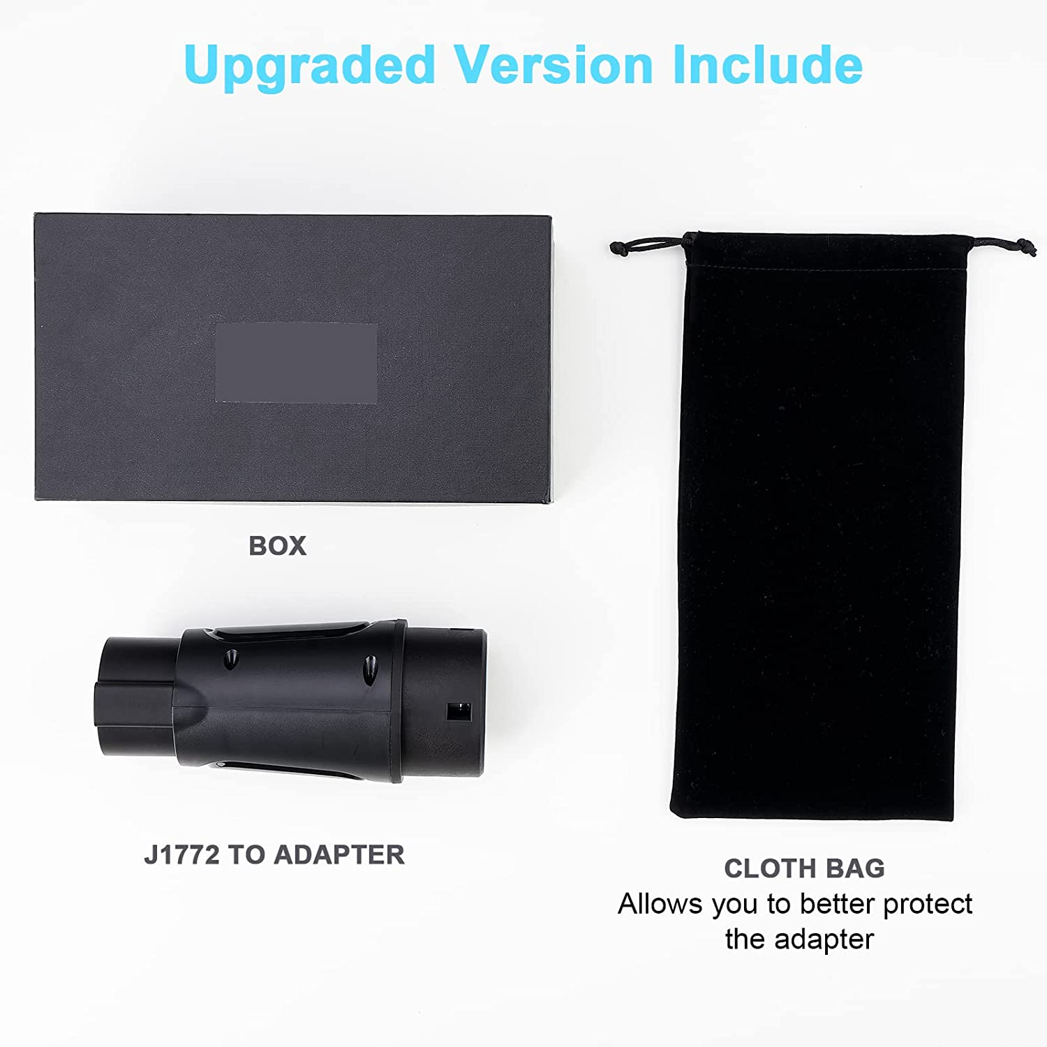 Type 1 to Type 2 Ev Charging Cable Car Charger Adapter - 32A 7.2 Kw Type 1 to Type 2 Adapter Charger Adapter - 1-Phase Black Connector with Dust Bag, Protective Case image number 1