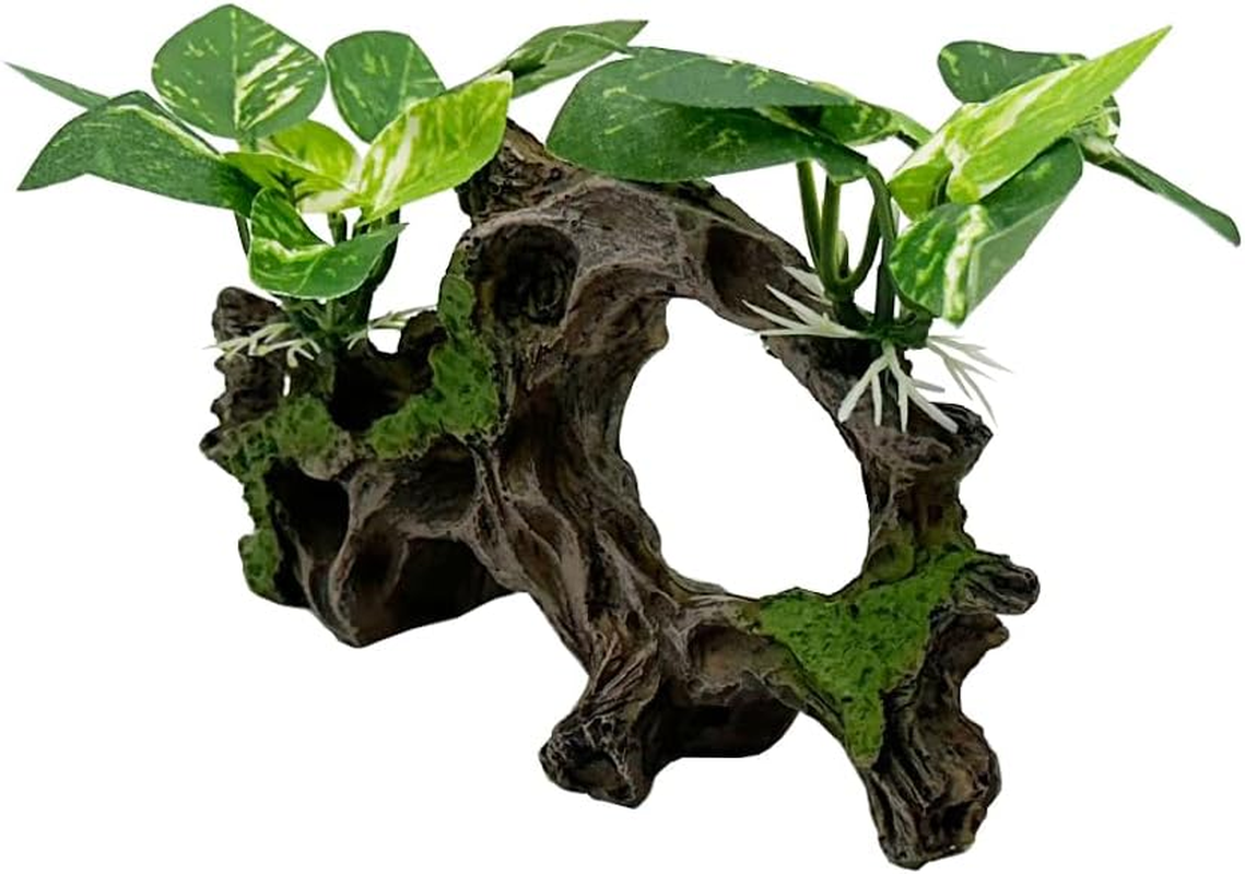 Smoothedo-Pets Fish Tank Decorations Aquarium Decor Ornaments Betta Silk Leaf Pad Hammock Artifical Driftwood Cave Goldfish Bowl Accessories (Type-H) image number 2