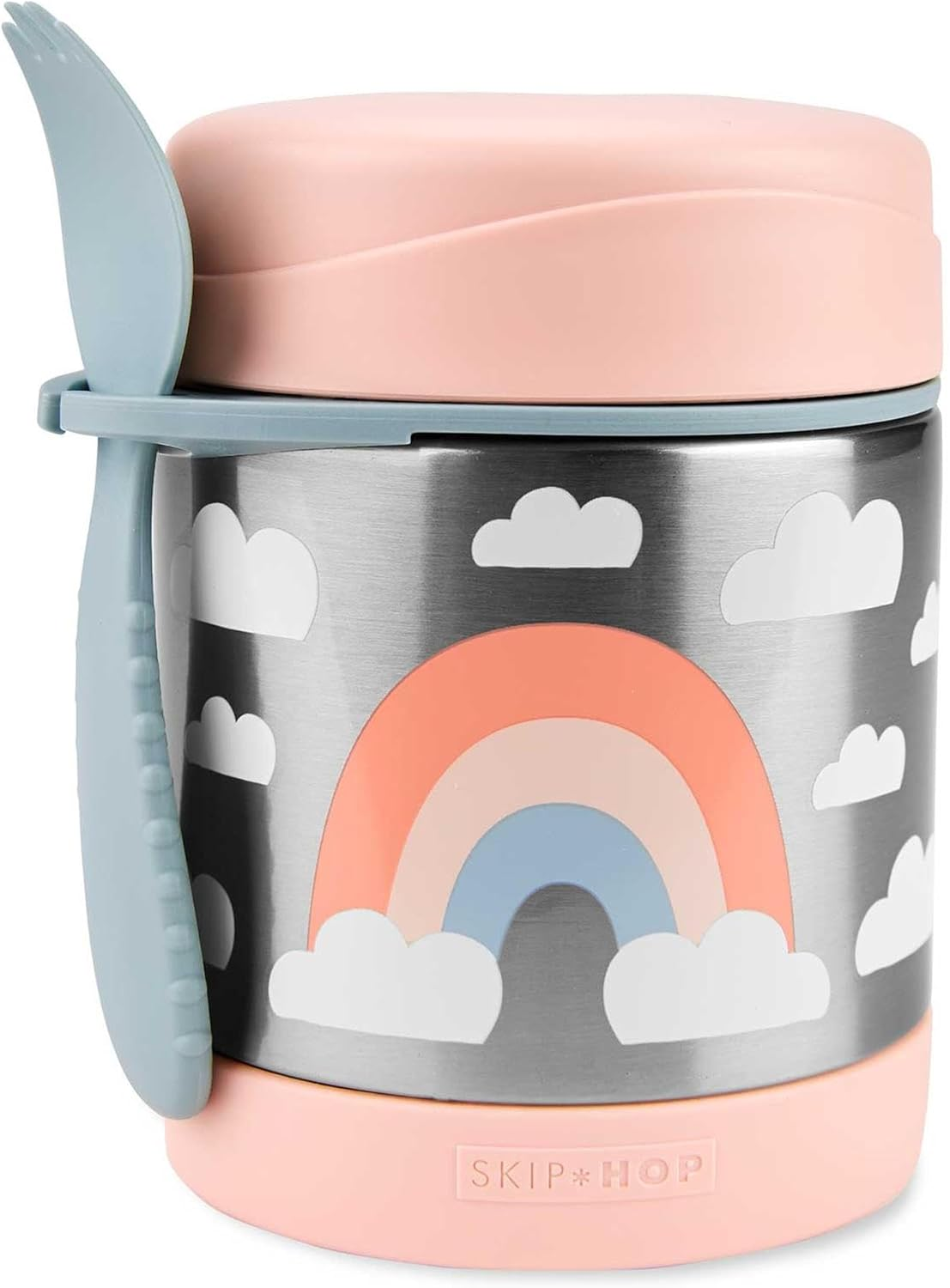 Skip Hop Spark Style Insulated Food Jar for Kids - Stainless Steel Thermal Lunch Box with Spork, Keeps Food Warm or Cold, Leak-Resistant Thermos Food Container, Rainbow Design image number 1