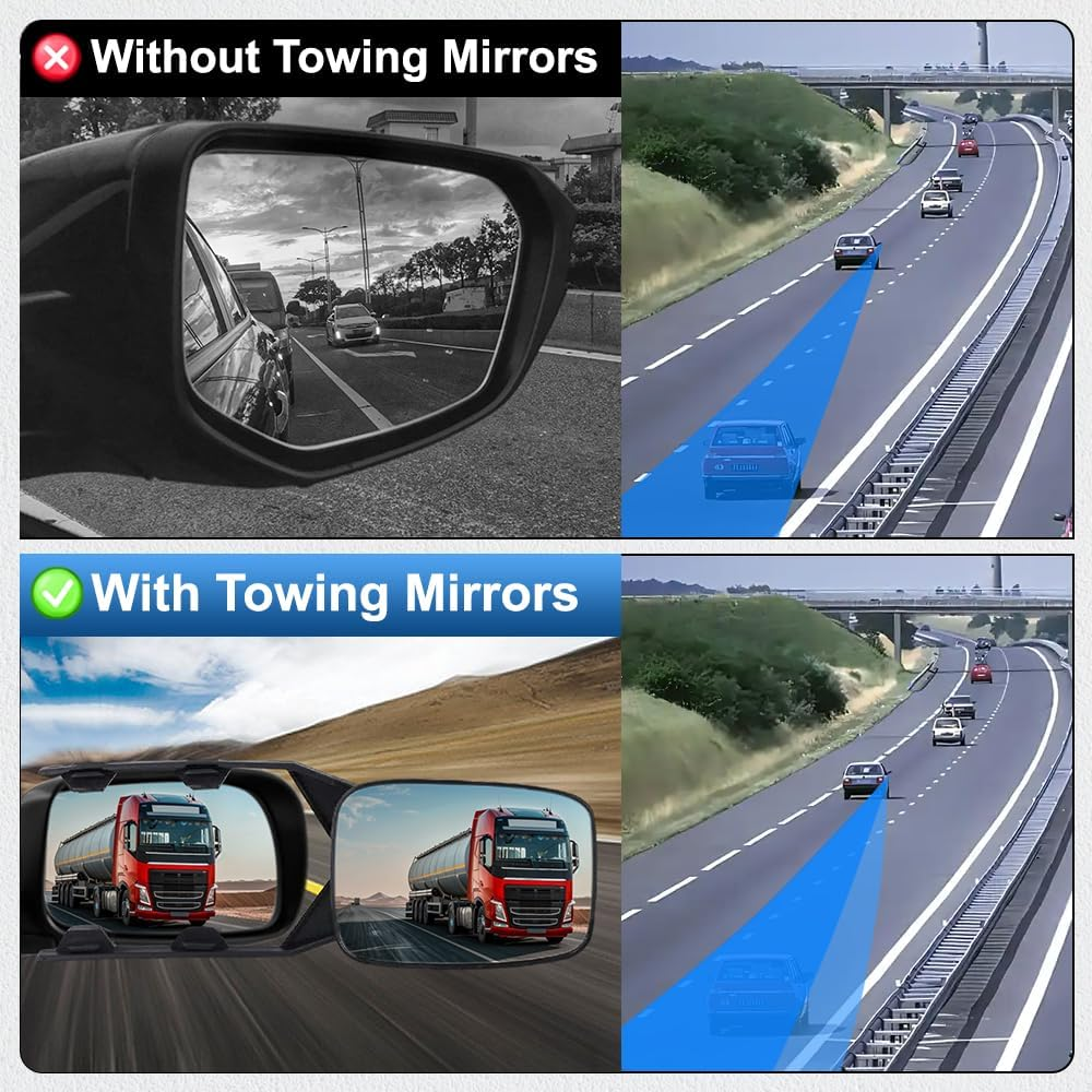 Car Towing Mirrors - Baceyong Trailer Caravan Towing Mirrors Wing Mirror Long Arm Extensions for Caravan Towing, Pack of 1 image number 3