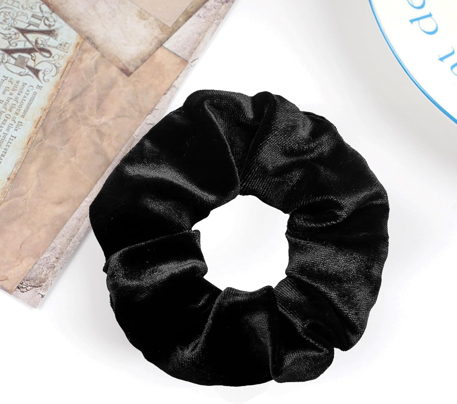 Pack of 2 Black Hair Bobbles, Women'S Velvet, Elastic Women'S Soft Scrunchies, Strong Hold Scrunchies, Black Ponytail, Scrunchies Hair Scrunchies, for Stylish Women and Girls, Curly image number 1