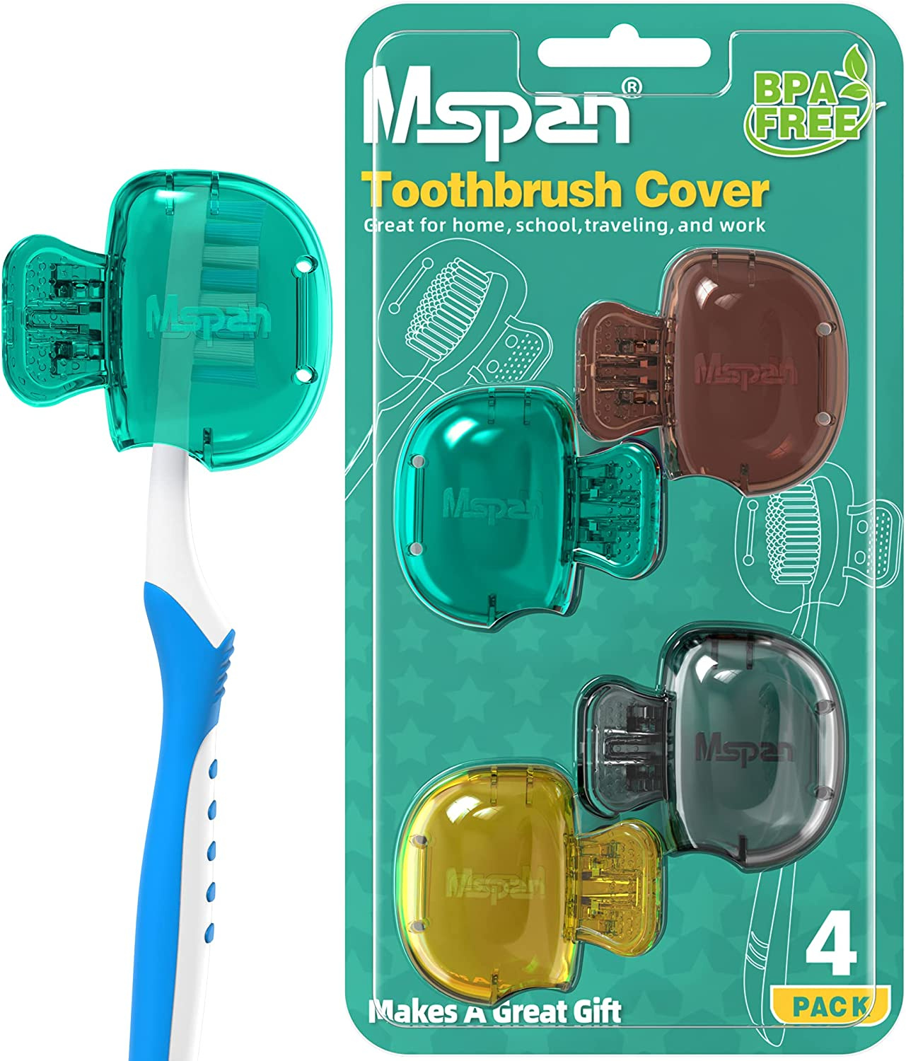 Mspan Electric Toothbrush Head Cover: Sonic Toothbrush Cap Travel Protector Plastic Brush Pod Protection Clip Case Value Pack