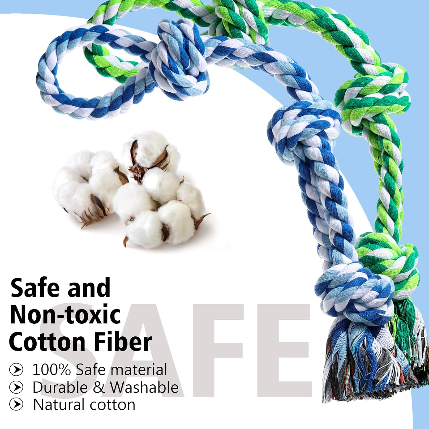 XIGOU Dog Rope Toys 2 Pcs Indestructible Dog Toys, Dog Chew Toys for Aggressive Chewers, Tough Puppy Teething Chew Toys for Boredom, Dental Cleaning Tug of War Dog Toy, Great for Small to Large Breed - Pink  Purple image number 2