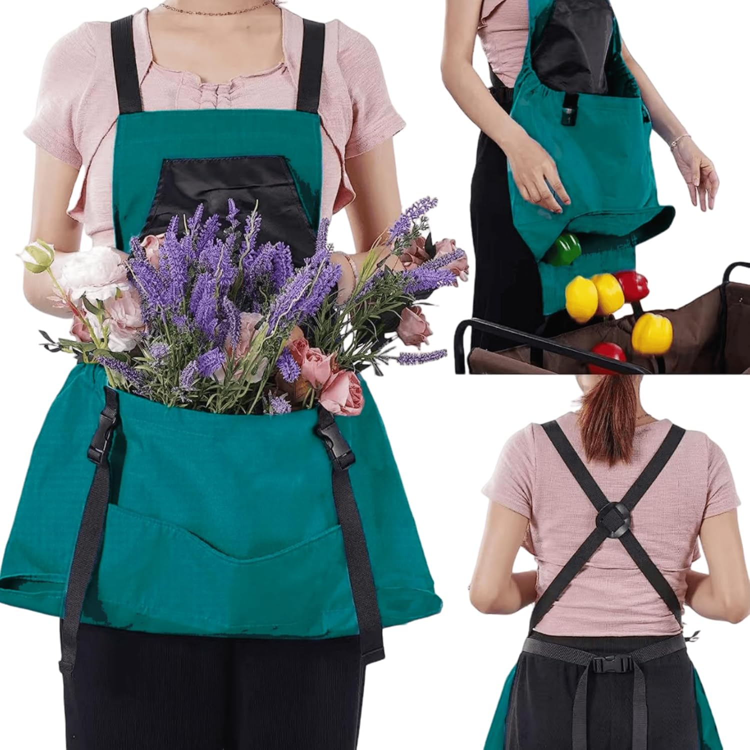 ARREBOL Unique Gardening Apron Gifts with Pockets & Harvest Basket for Women, Men, Gardeners