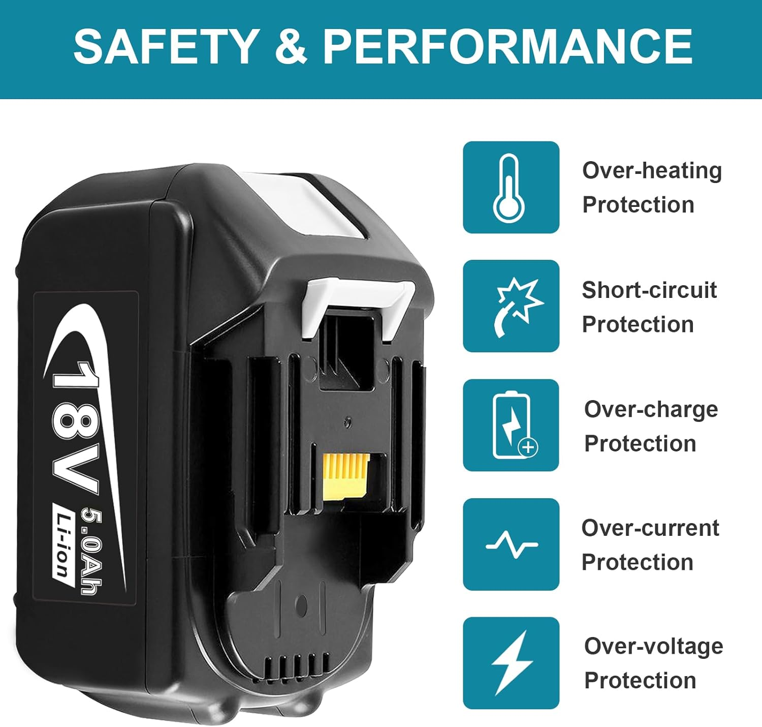 5000Mah Replacement Battery for Makita BL1815 BL1830 BL1835 BL1840 BL1850 BL1860 LXT400 18V Cordless Power Tools image number 5