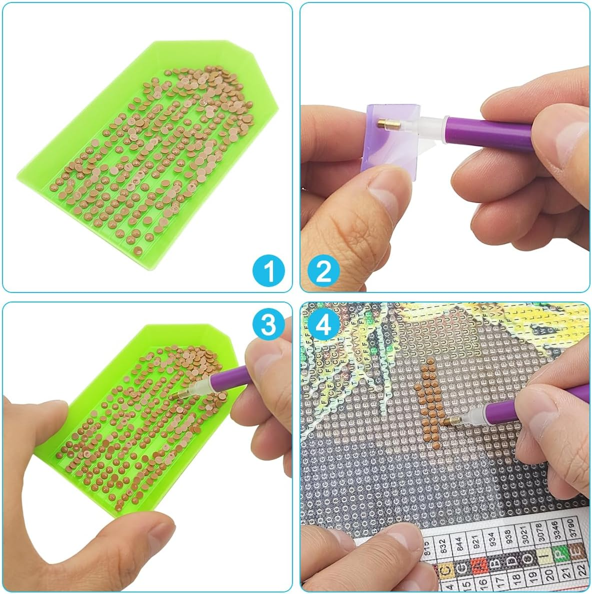 AFUNTA 52 PCS Colourful Diamond Paintings Accessories, 9 Diamond Art Pens, 13 Diamond Art Trays, 30 Diamond Art Wax