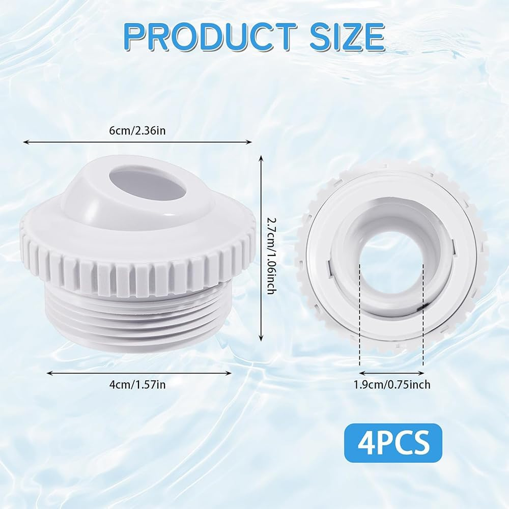4Pcs Swimming Pool Power Nozzle SP1419D,3/4" Adjustable Opening Rotating Eyeball and 1-1/2 Inch MIP Thread, for Hayward SP1419D image number 1