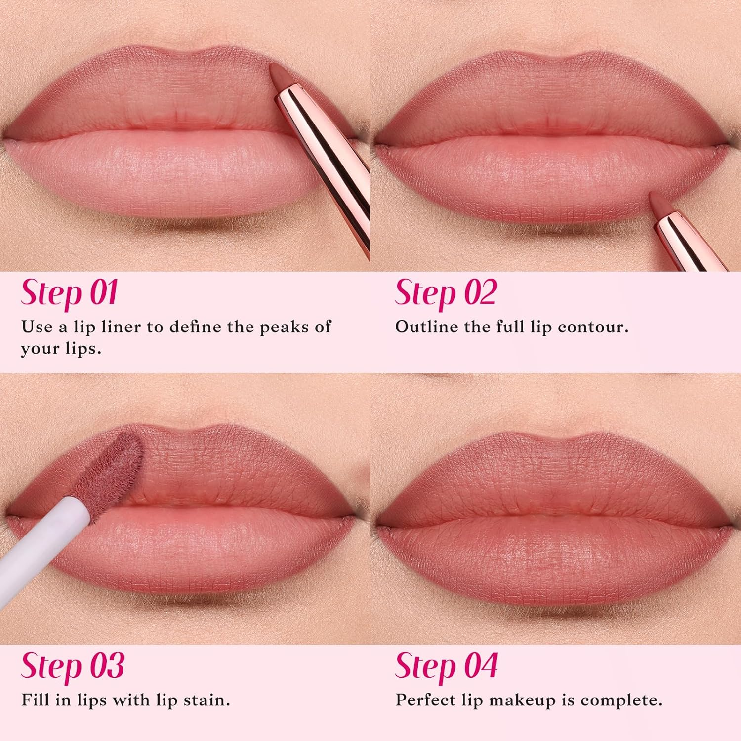 Bayfree 2 PCS Lip Liner and Lip Stain Combo Set, High Pigmented Long Lasting Velvet Lip Tint, Well-Defined Lipliner, Weightless Waterproof Not Animal Tested, Matte Finish Makeup image number 1