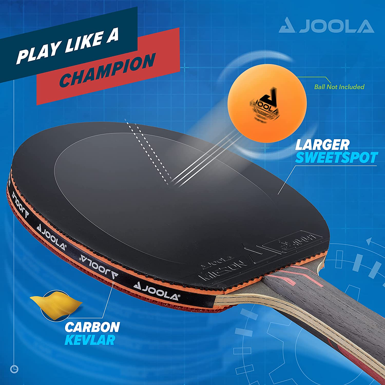 JOOLA Infinity Overdrive - Professional Performance Ping Pong Paddle with Carbon Technology - Black Rubber on Both Sides - Competition Table Tennis Racket for Advanced Training - Extreme Speed image number 3