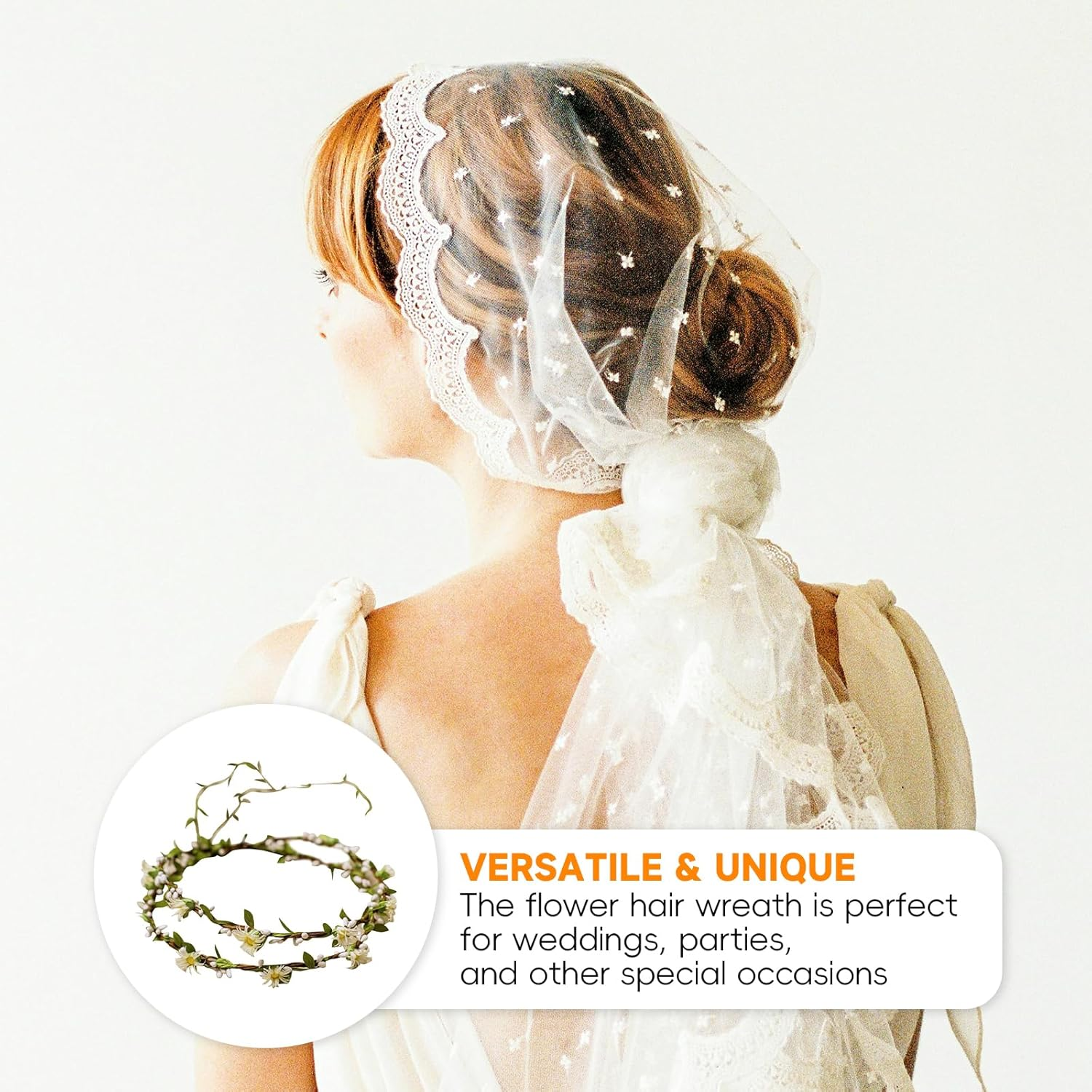 Xlihdzum Hairbands Floral Garland for Women Wedding, Bridal Hair Accessories with Flower Wreath - Floral Hairbands and Flower Crown, Bridal Hair Garland Headpiece for Wedding and Bridesmaids image number 1