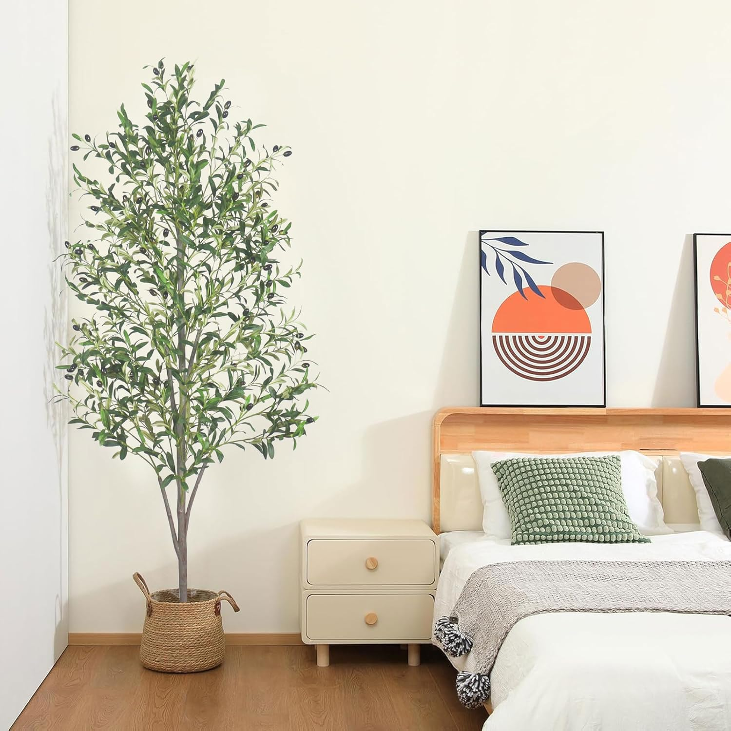 TUXOIUBA Artificial Olive Tree, 180Cm Tall Faux Silk Plant with Natural Wood Trunk and Lifelike Fruits for Home Office Decor, Indoor Fake Potted Tree for Modern Home Office Indoor Outdoor Decor image number 1