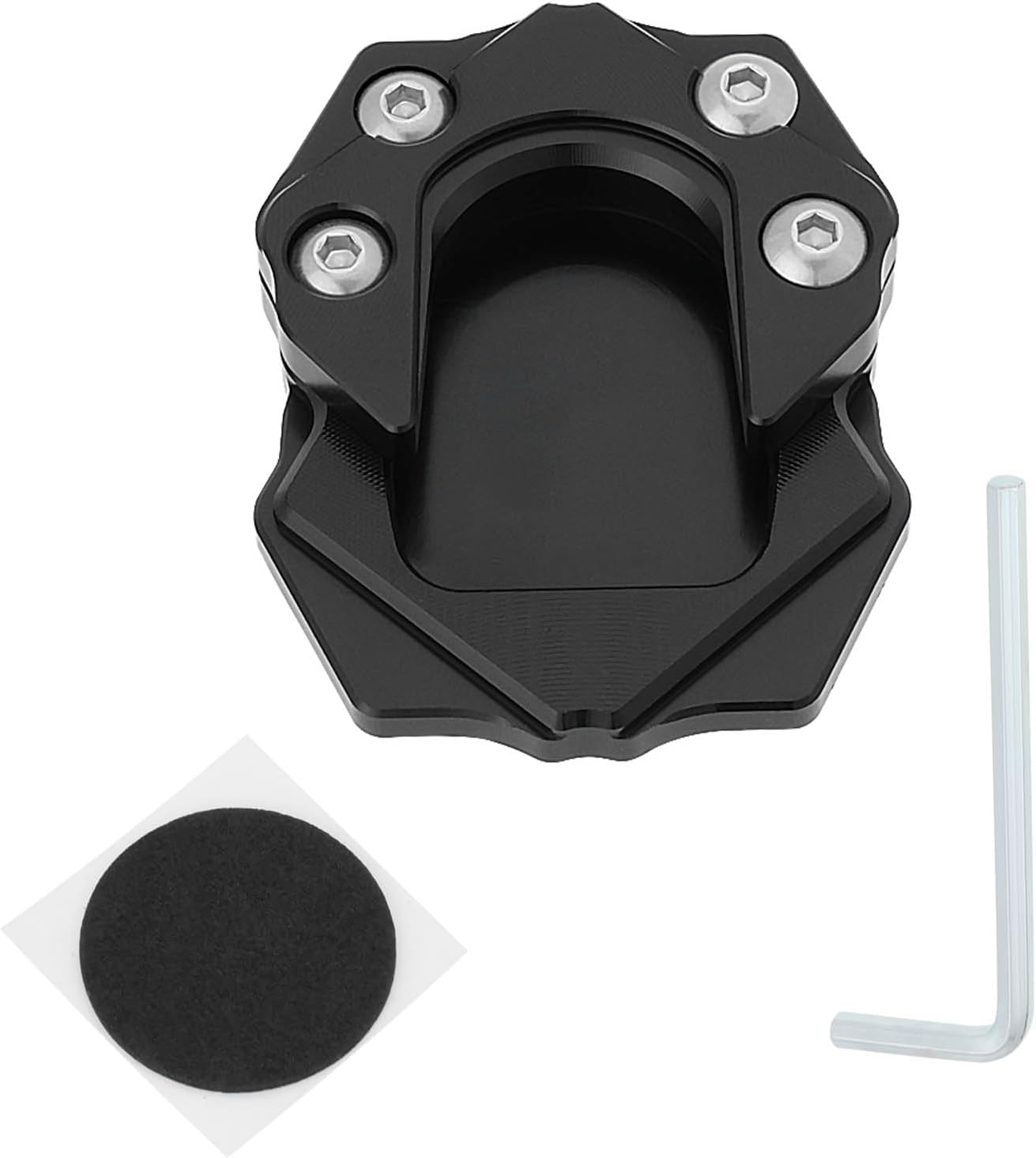 LT Easiyl 1PC Motorbike Kickstand Pad Aluminum Alloy Foot Side Stand Enlarge Extension Pad 69.6X55.9Mm Compatible with Piaggio Vespa GTS GTV 250 300 2013-2023 Black image number 4