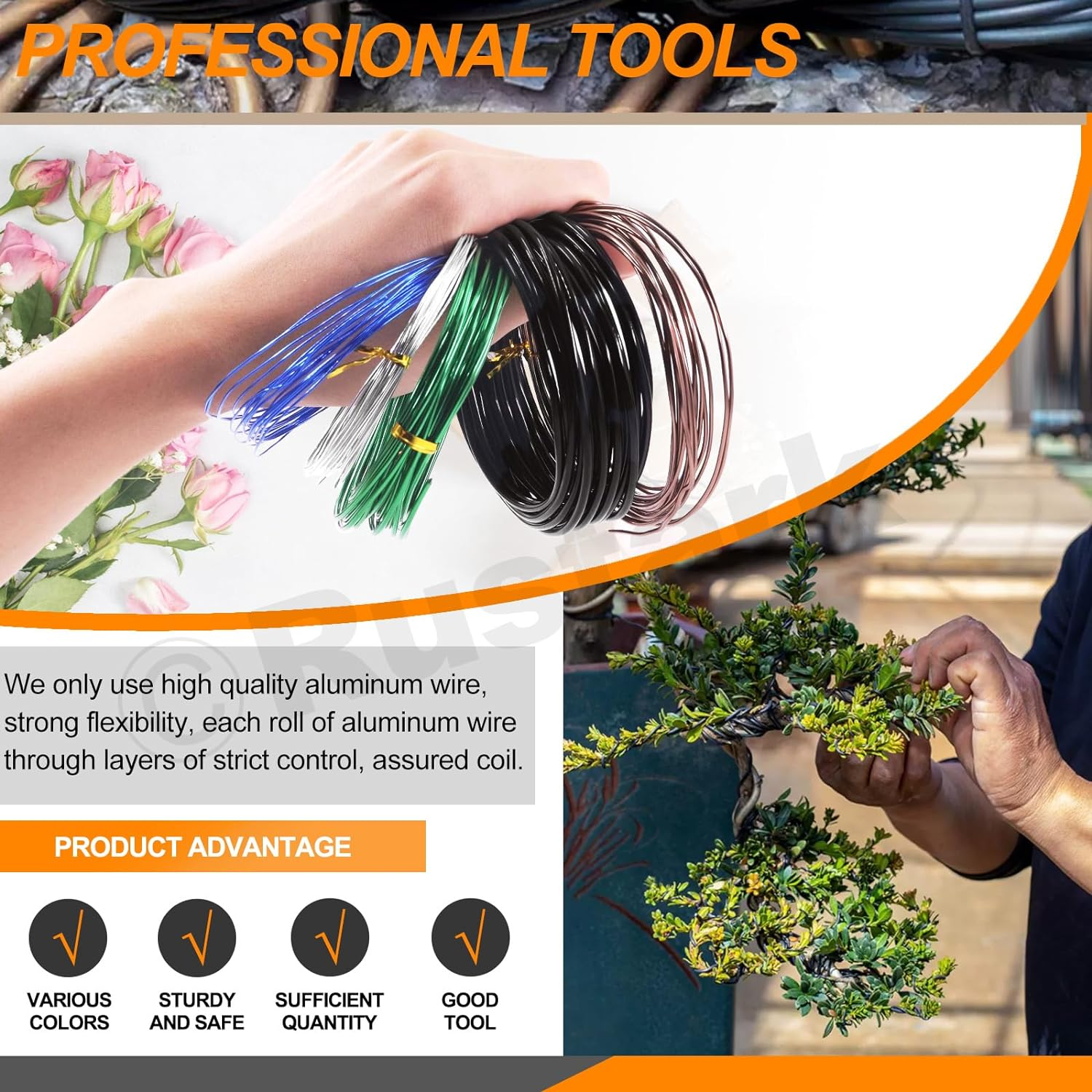 6Pcs 5 Colors Bonsai Training Wire with Wire Cutter Kit, Anodized Aluminum Bonsai Wire Tools for Holding Bonsai Plant Branches Small Trunks - 82 Feet 0.8MM 1.0MM 1.5MM 2.0MM 3.0MM