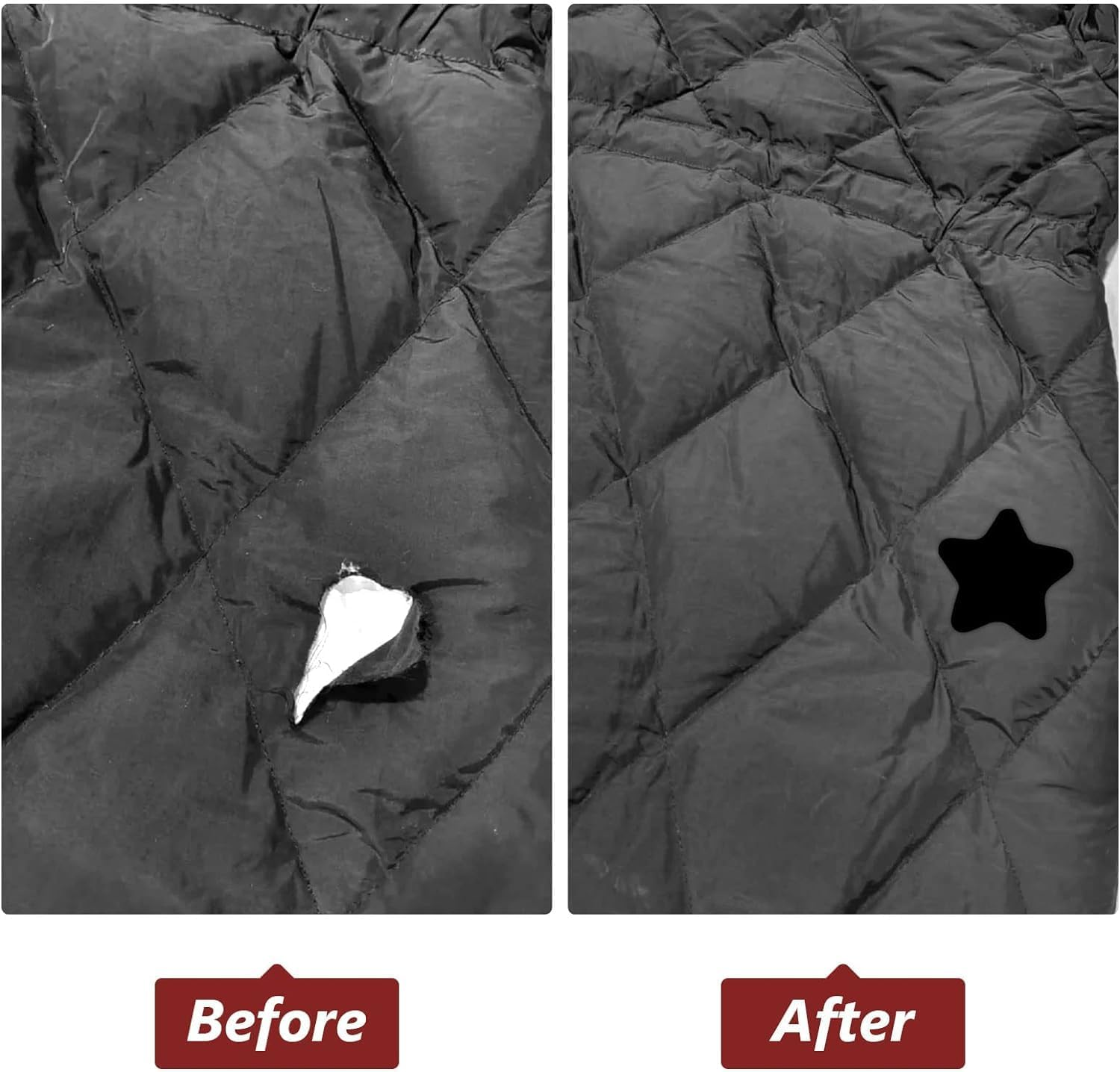 12 Sheets 6 Colors Repair Patches for down Jackets, 7.87X6 in Waterproof Fabric Self Adhesive Nylon Repair Patch Tape Multi Sizes, for Clothing Holes Raincoat Backpacks Tent Sleeping Bag Down